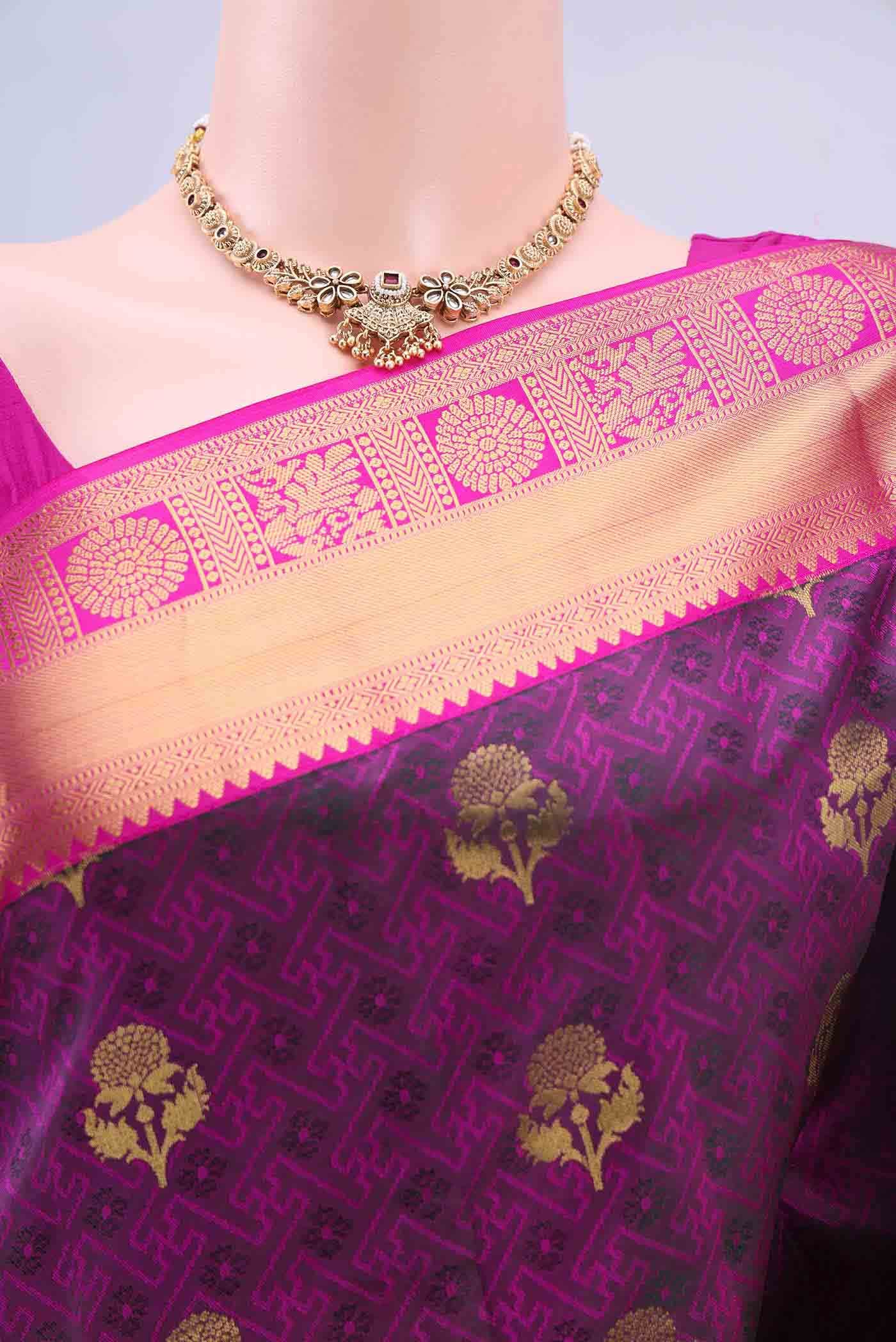 Magenta Dual Tone Nangavalli Silk [ Salem ] Saree