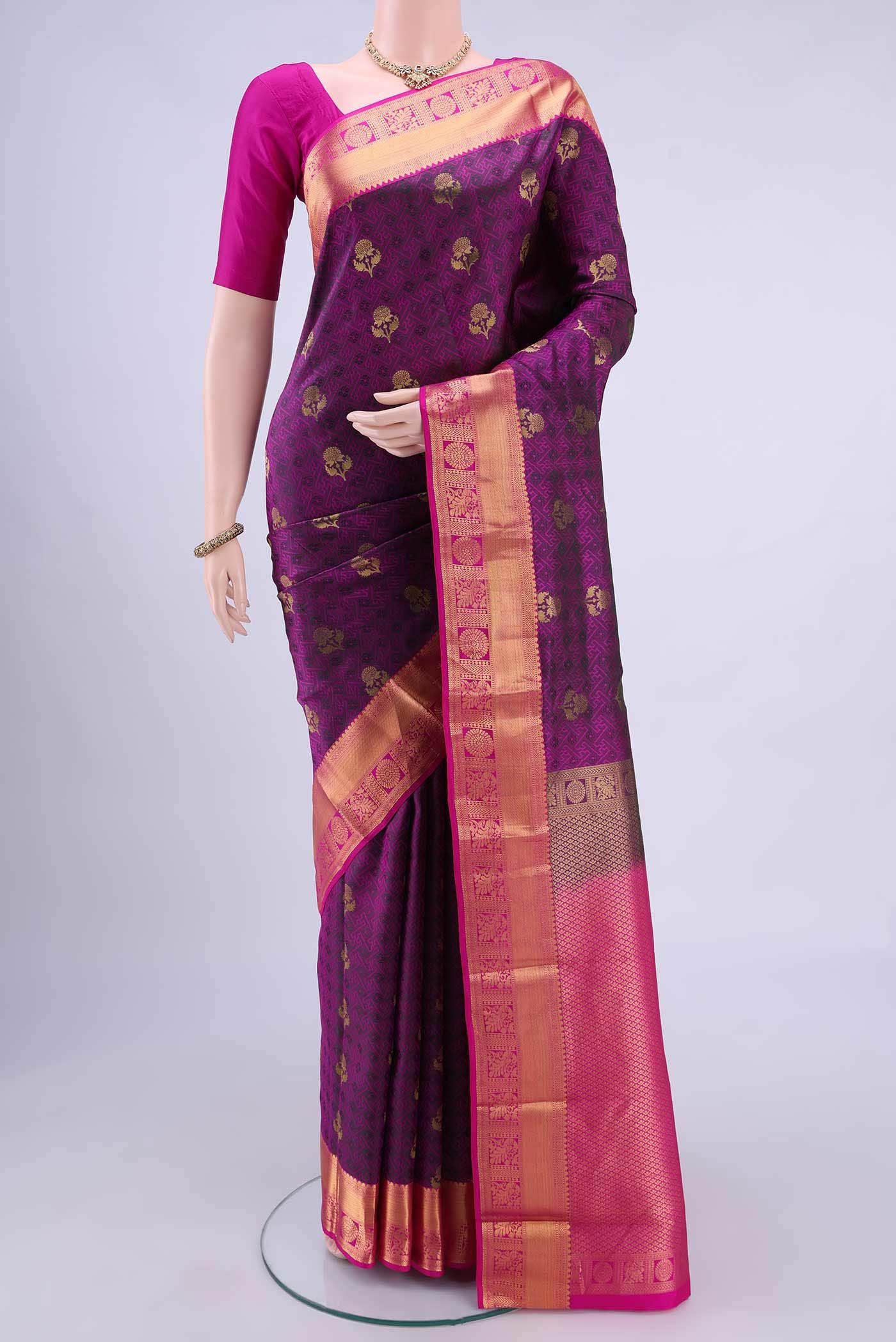 Magenta Dual Tone Nangavalli Silk [ Salem ] Saree