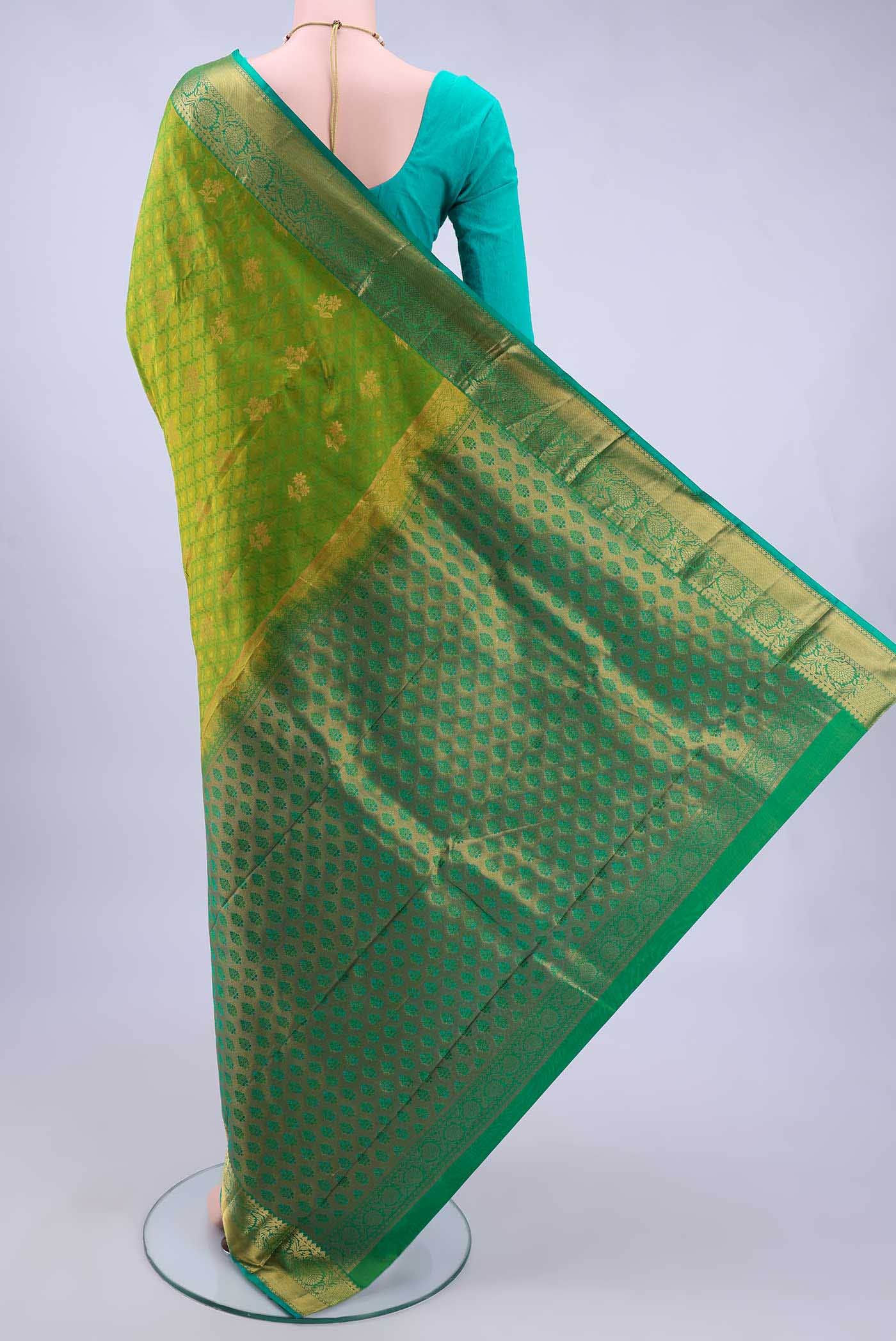 Parrot Green Dual Tone Nangavalli Silk [ Salem ] Saree