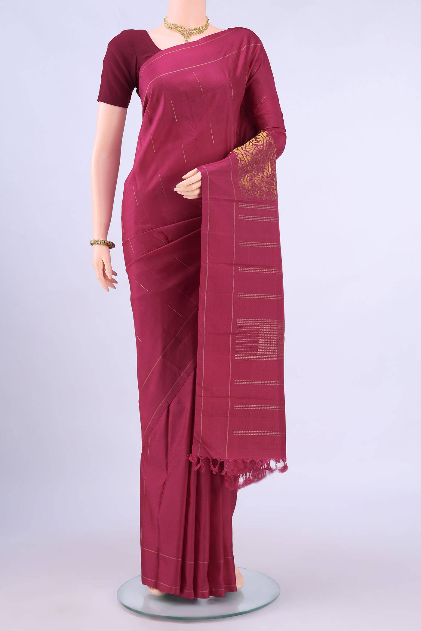 Maroon Kanchipuram Silk Saree