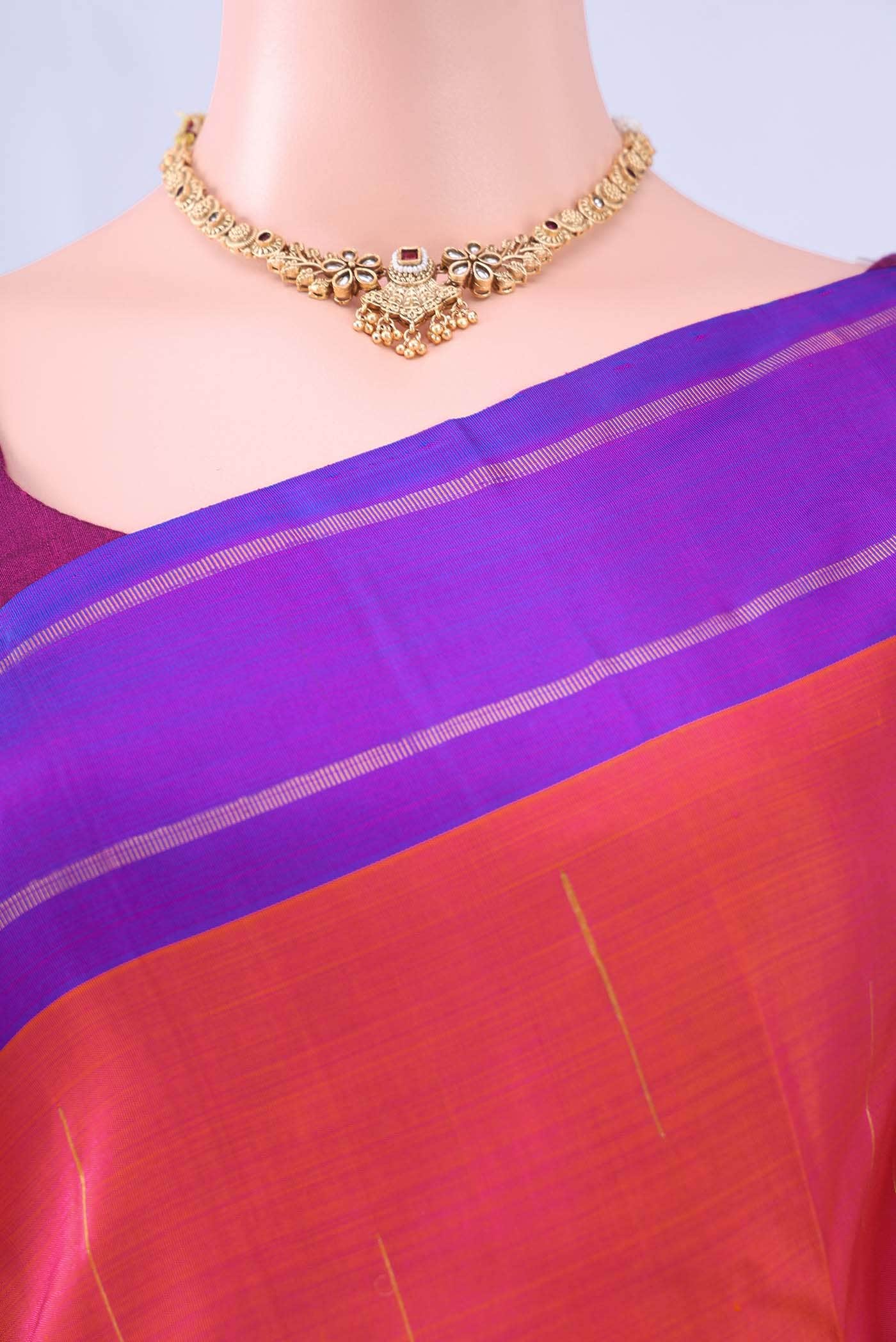 Pink Dual Tone Kanchipuram Silk Saree