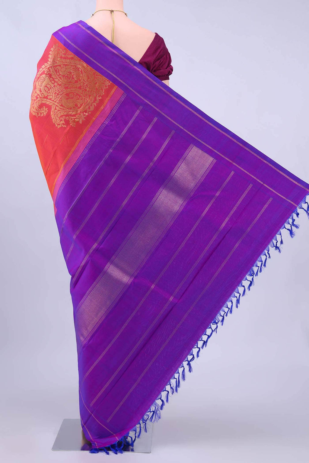 Pink Dual Tone Kanchipuram Silk Saree