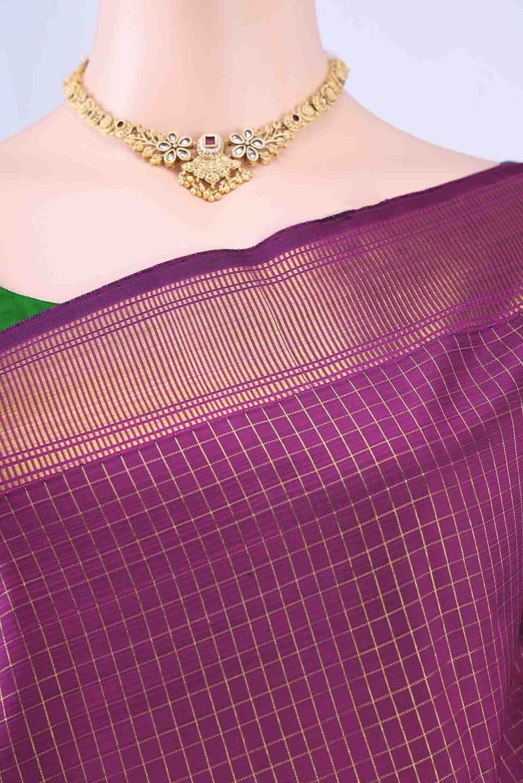 Pure Silk Pure Zari Magenta Kanchipuram Saree