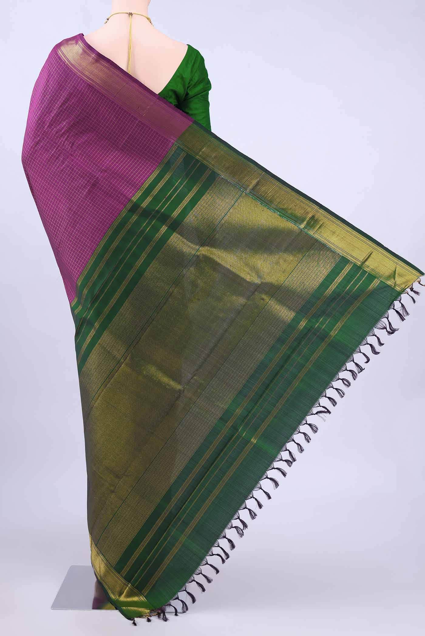 Pure Silk Pure Zari Magenta Kanchipuram Saree