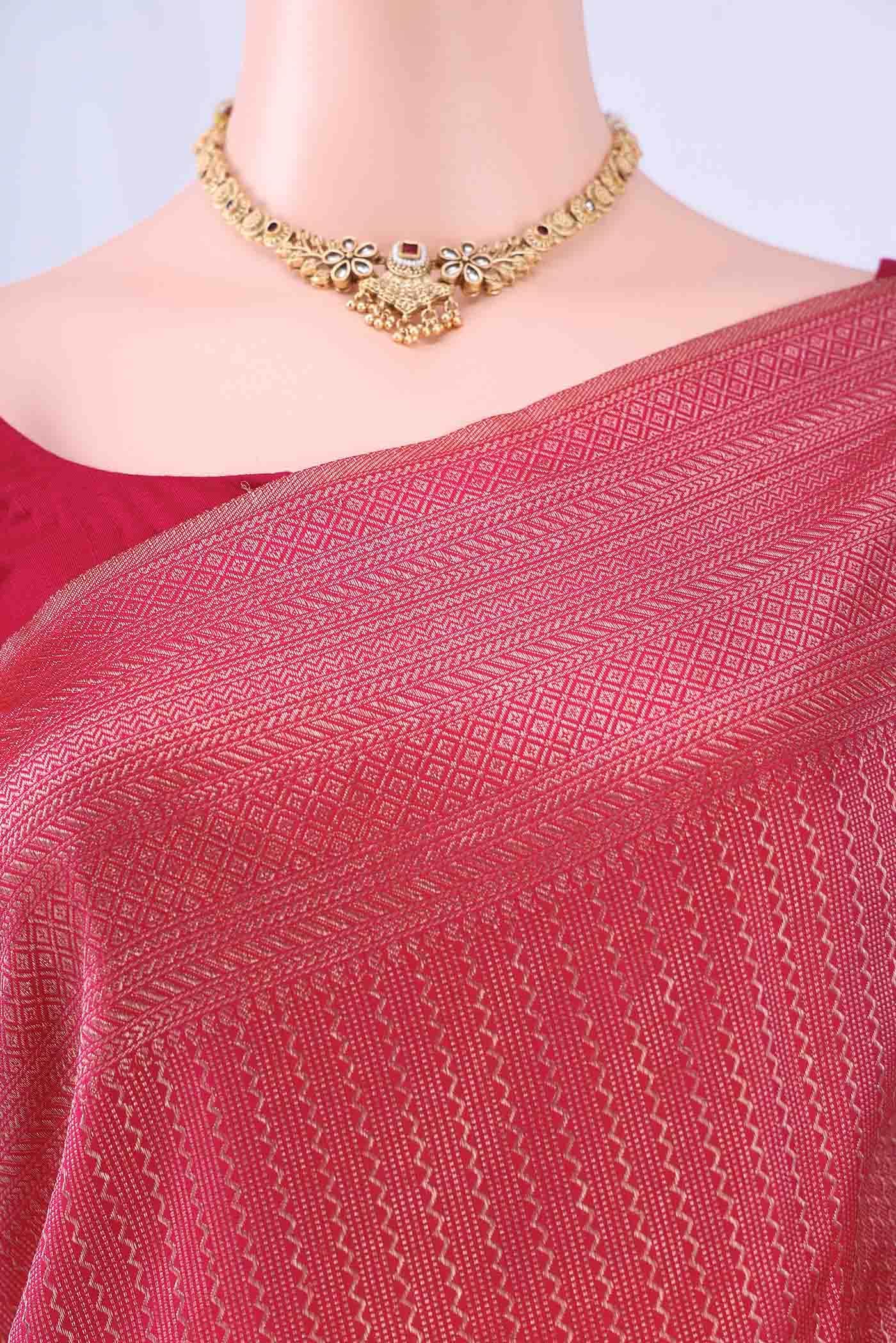 Dark Pink Dual Tone Kanchipuram Silk Saree