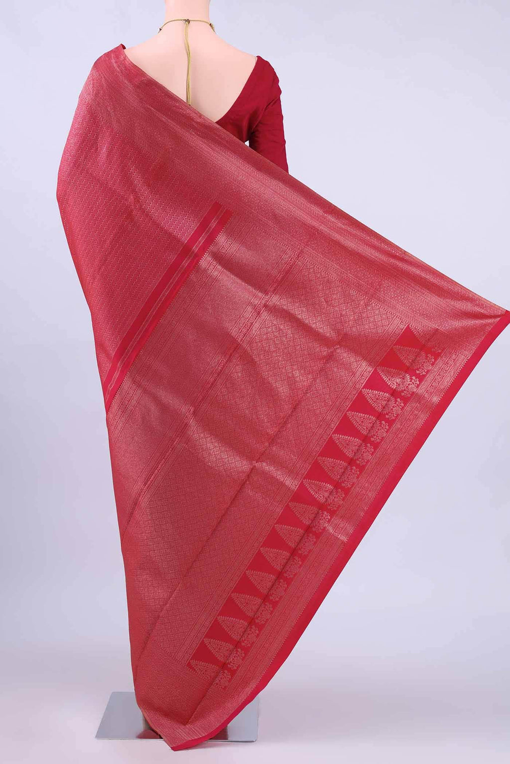 Dark Pink Dual Tone Kanchipuram Silk Saree