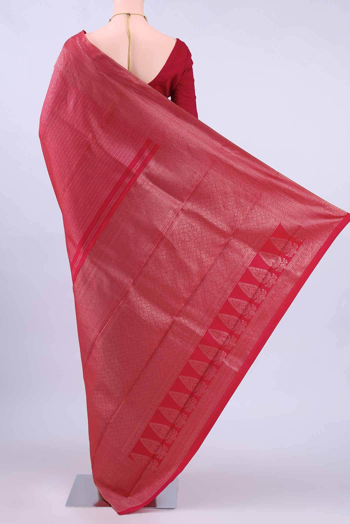 Dark Pink Dual Tone Kanchipuram Silk Saree