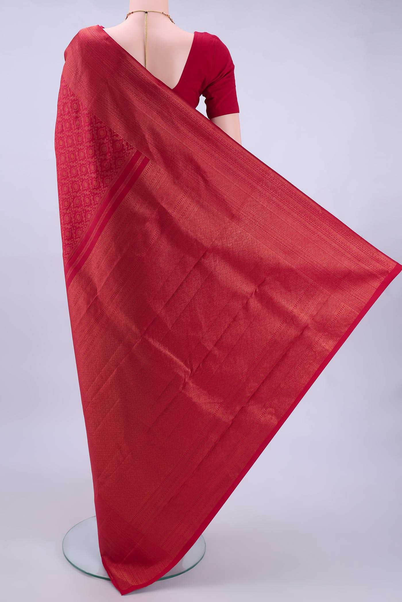 Deep Red Kanchipuram Silk Saree