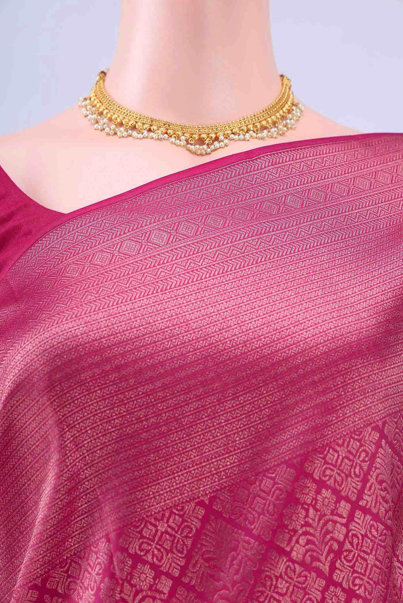 Pure Silk Pure Zari Pink Kanchipuram Saree