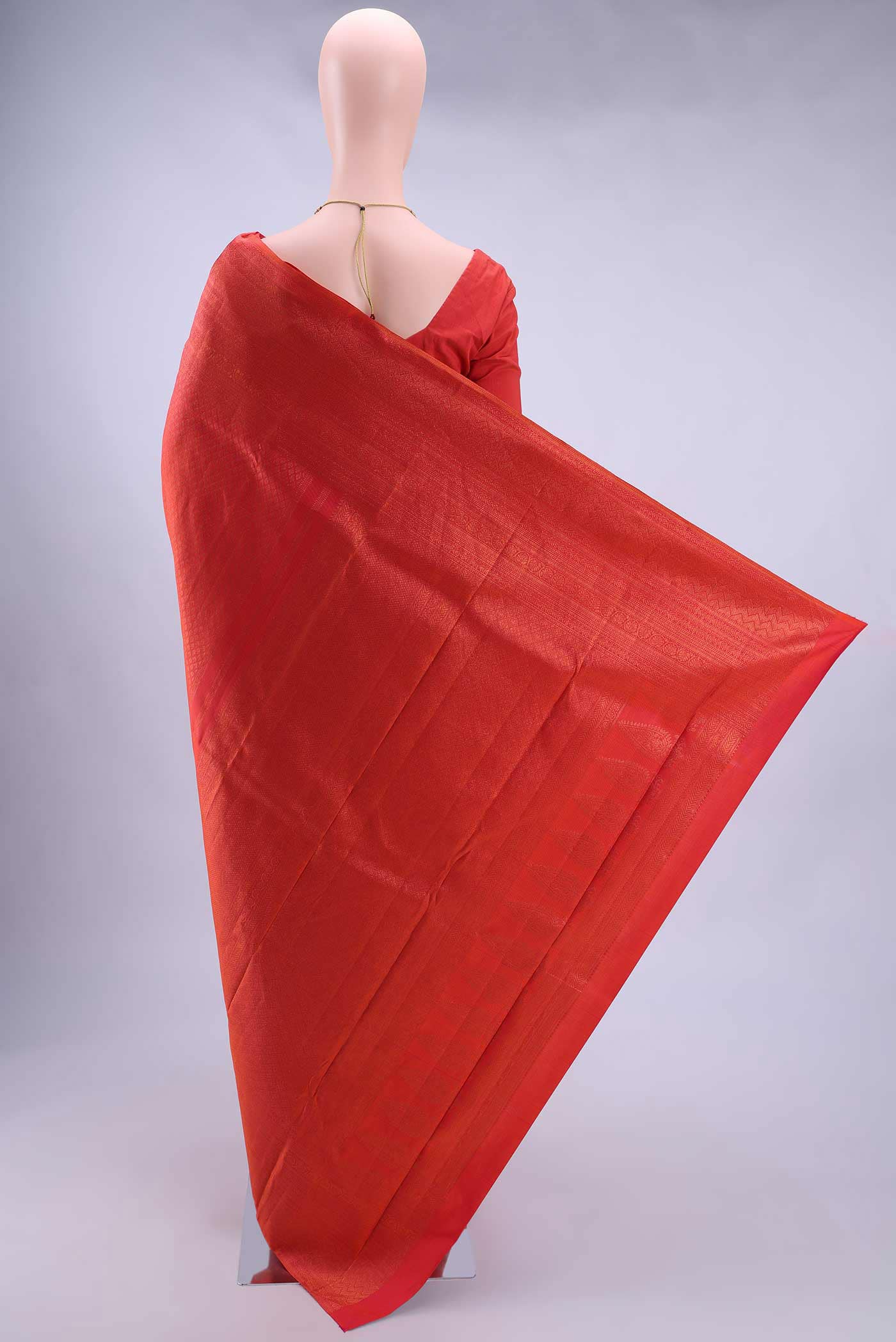 Brick Orange Kanchipuram Saree