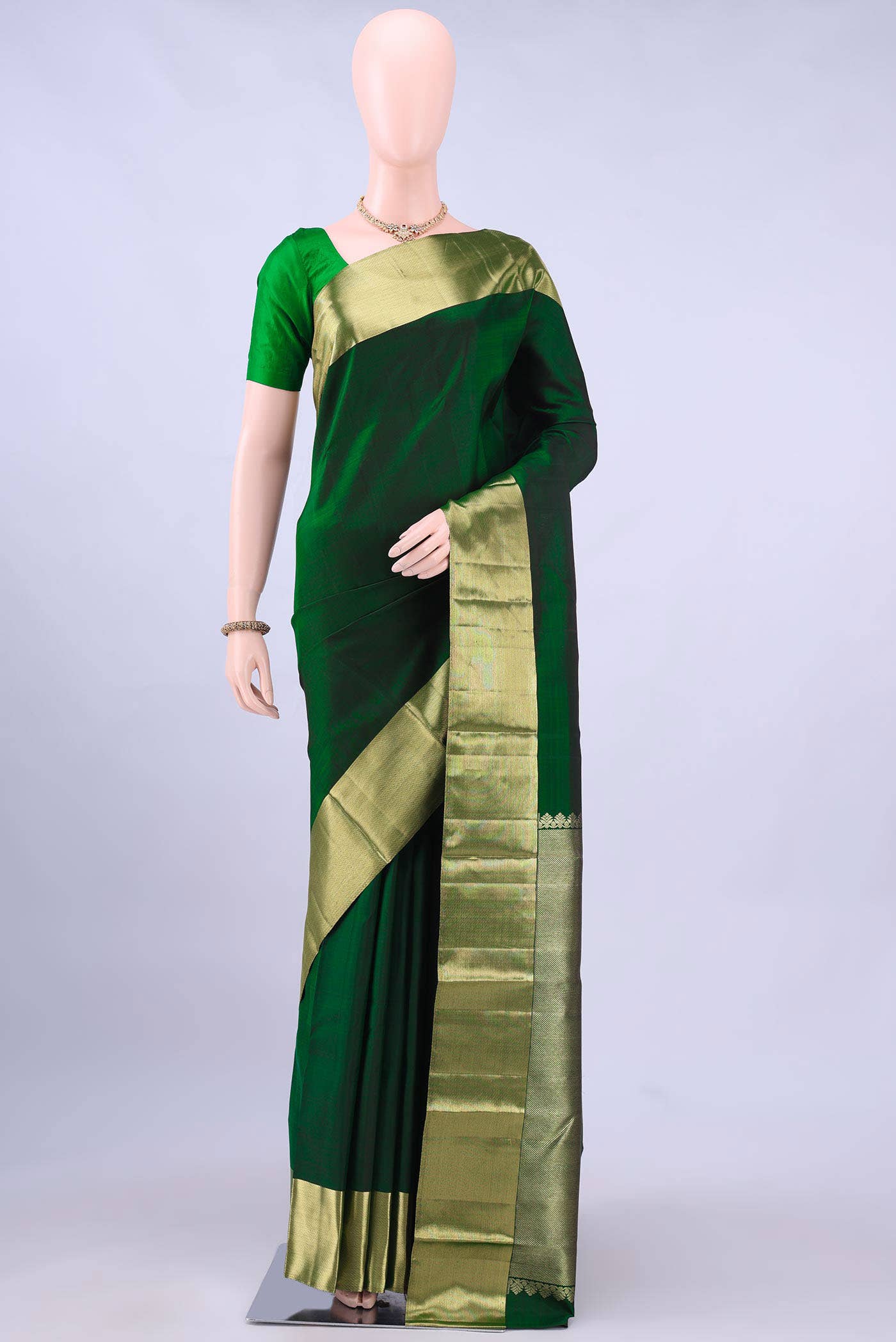 Bottle Green Kanchipuram Saree