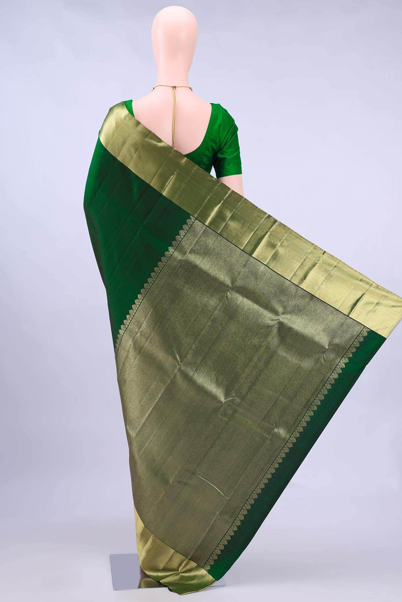 Bottle Green Kanchipuram Saree