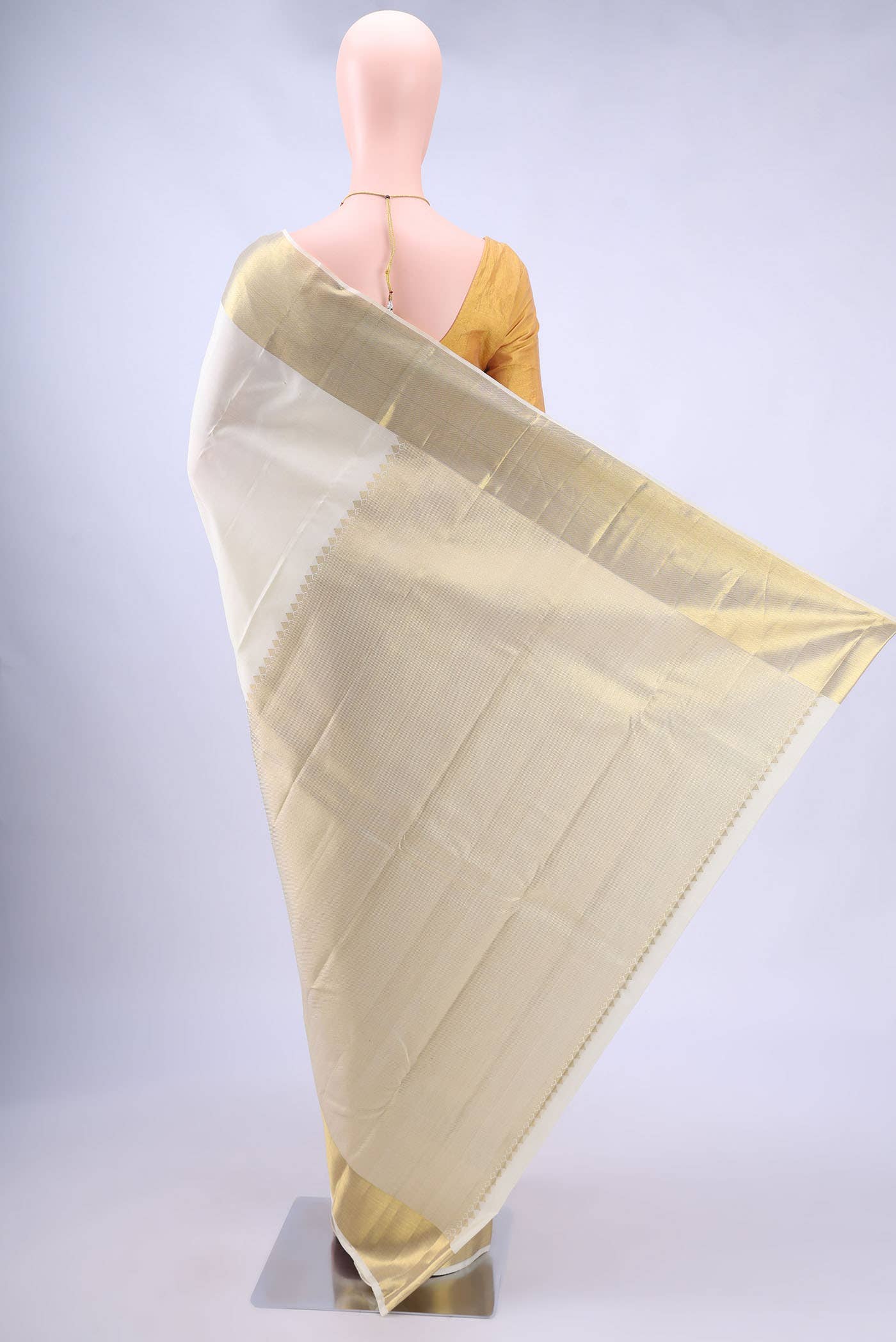 Off White Dual Tone Kanchipuram Silk Saree