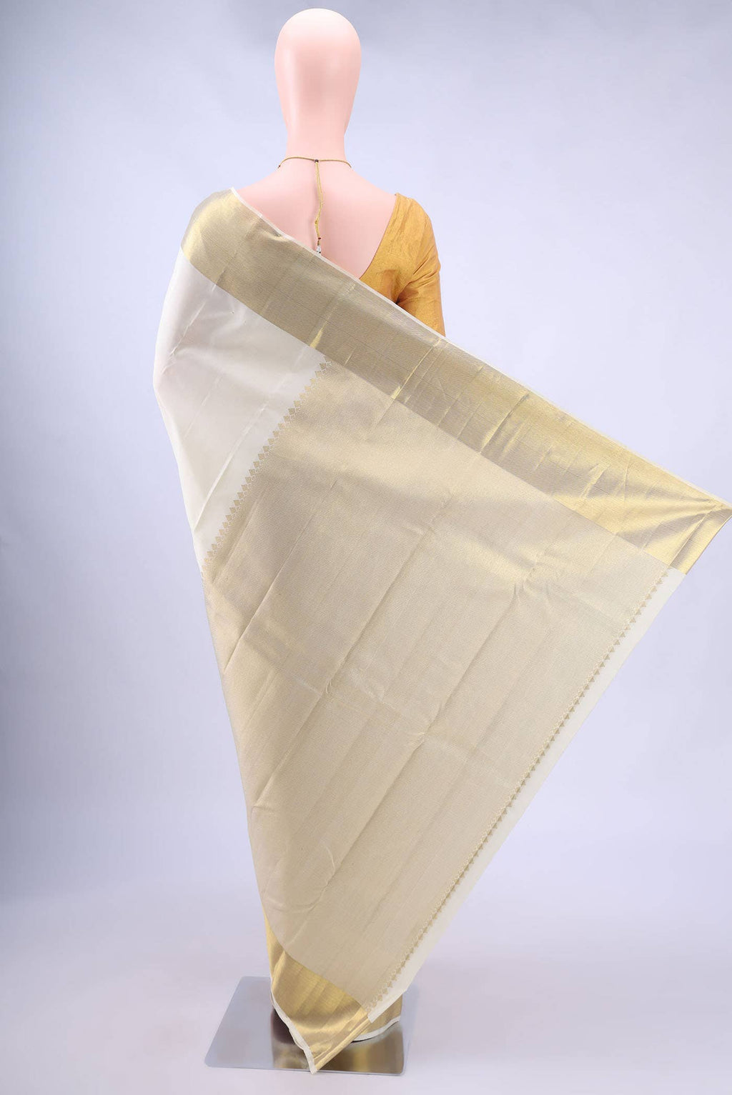Off White Dual Tone Kanchipuram Silk Saree