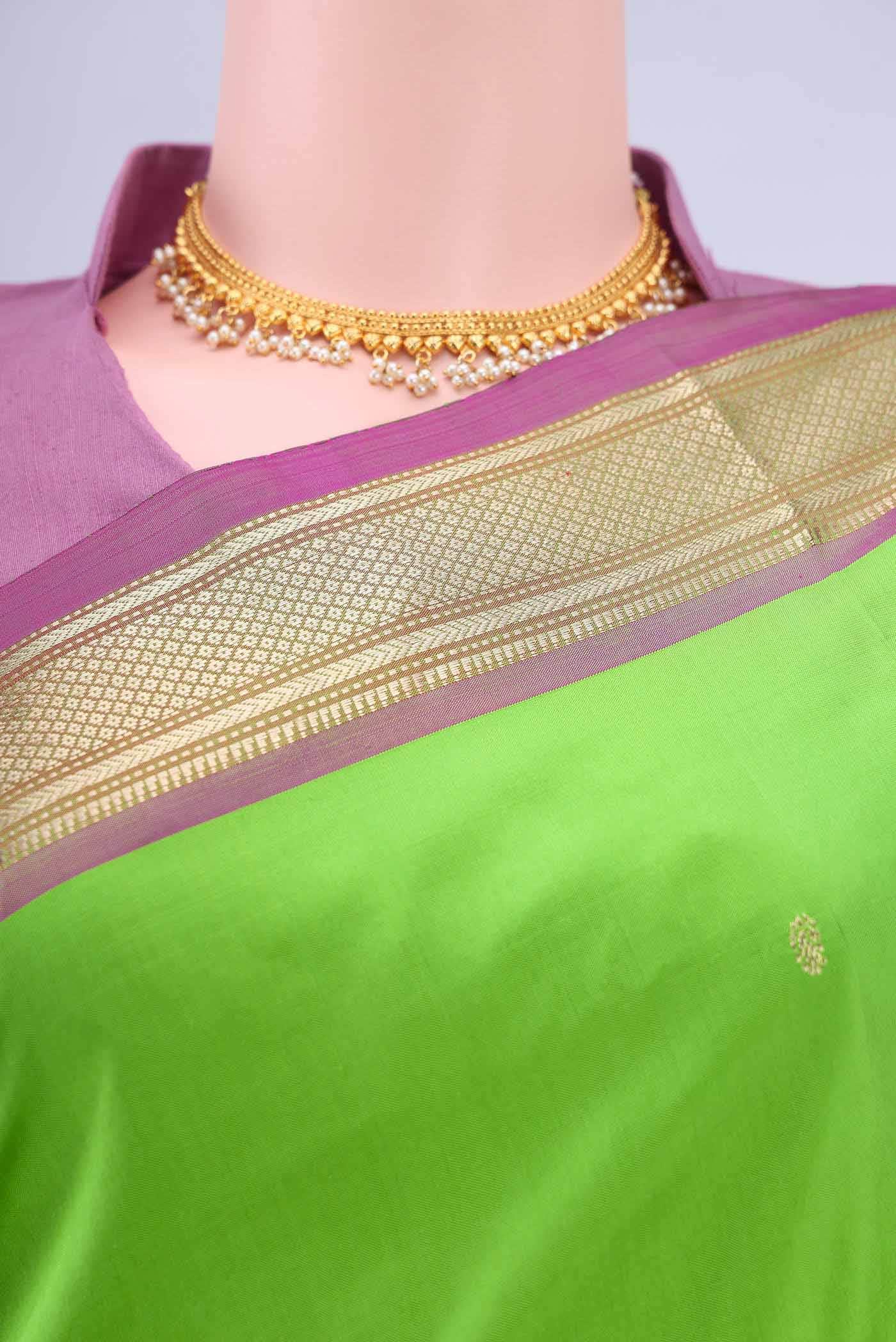 Parrot Green Paithani Silk Saree