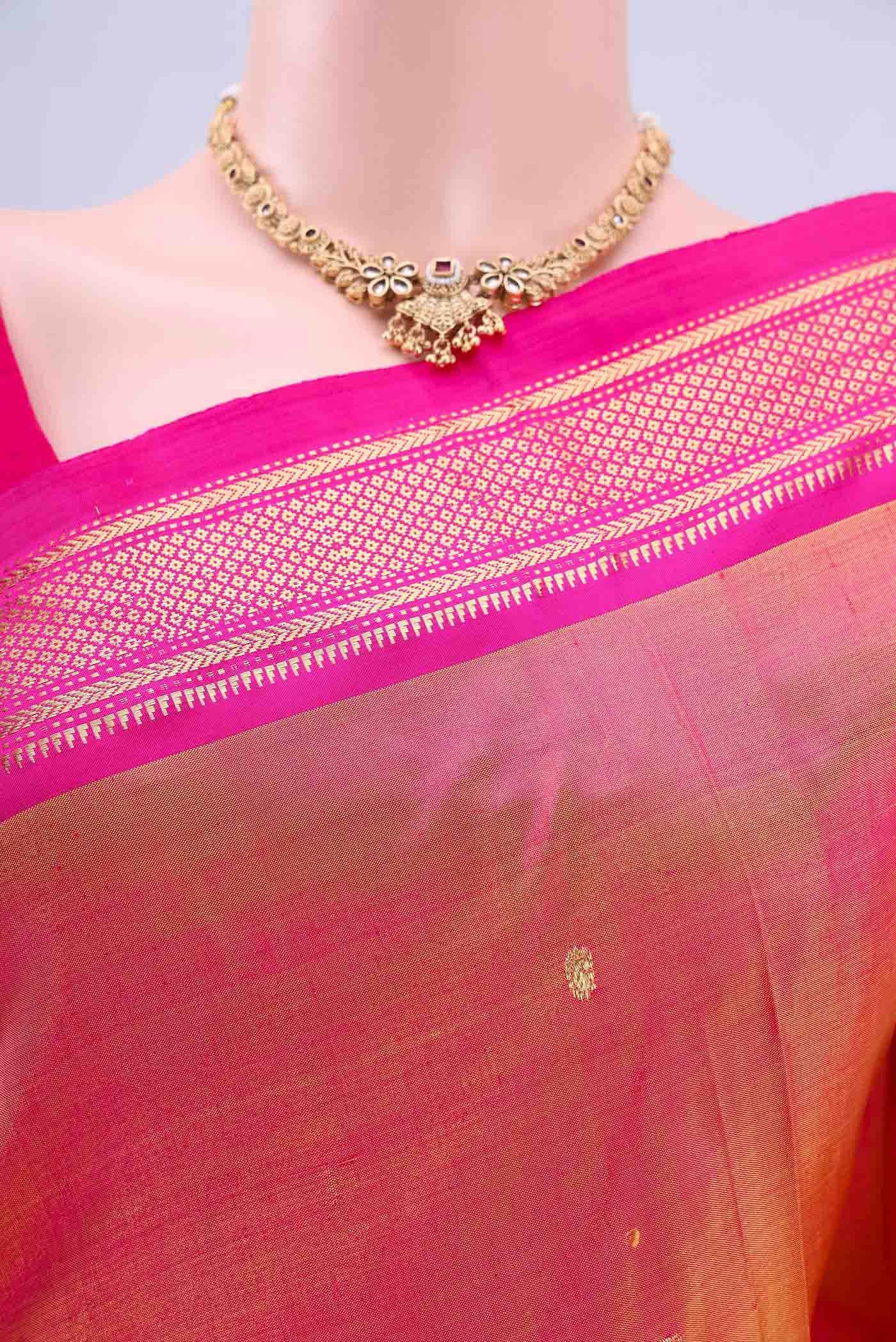 Pinkish Yellow Paithani Silk Saree