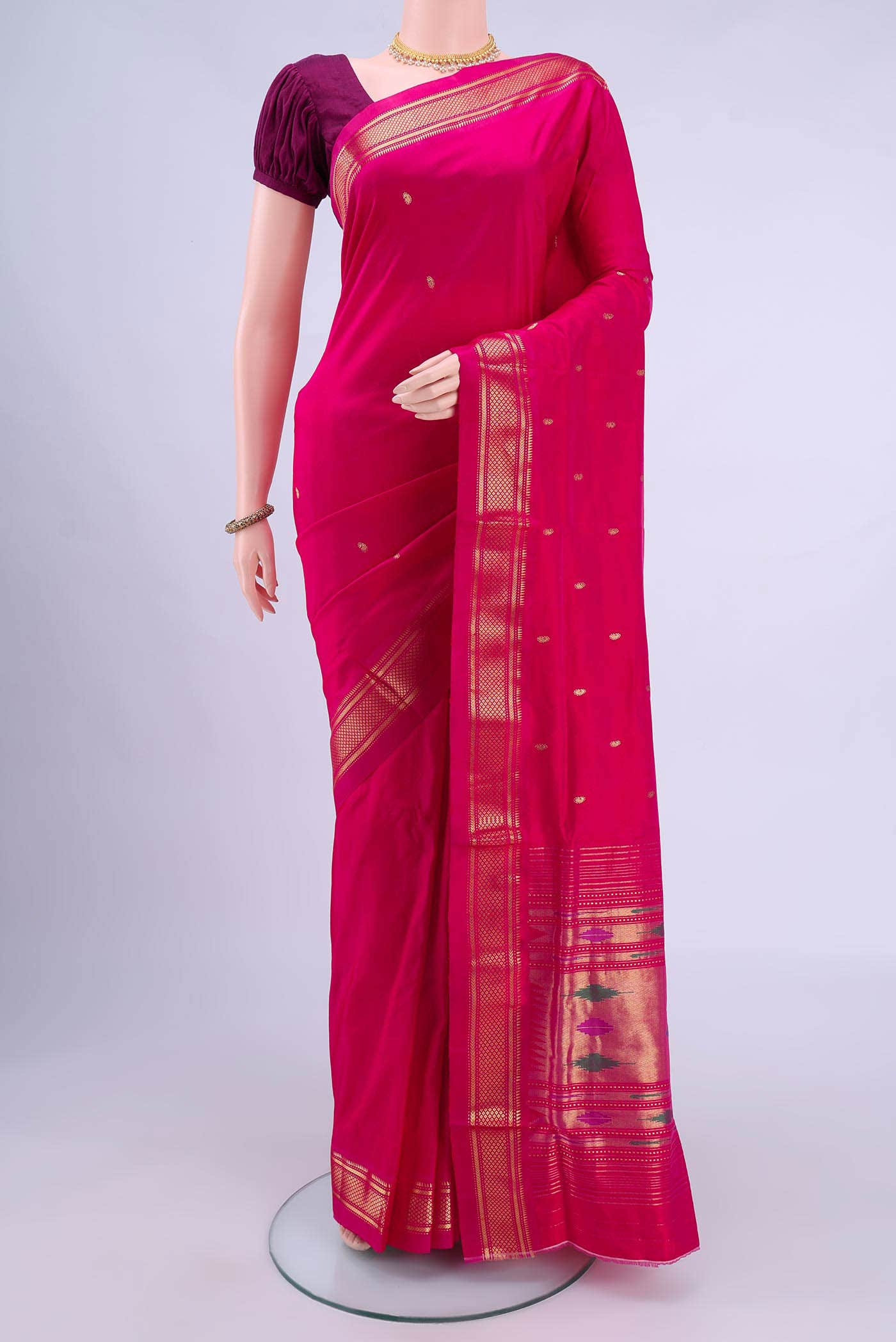Rani Pink Paithani Silk Saree