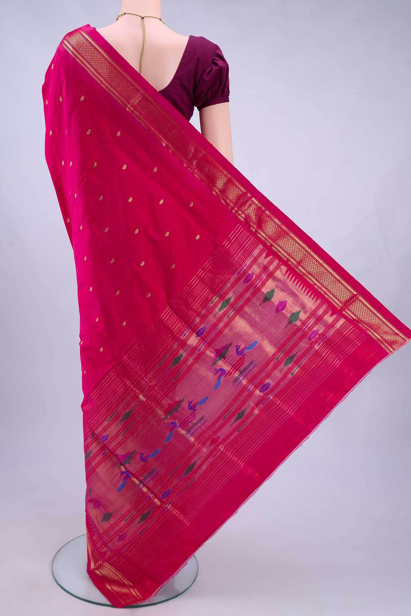 Rani Pink Paithani Silk Saree