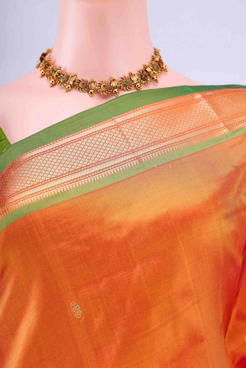 Brick Orange Paithani Silk Saree