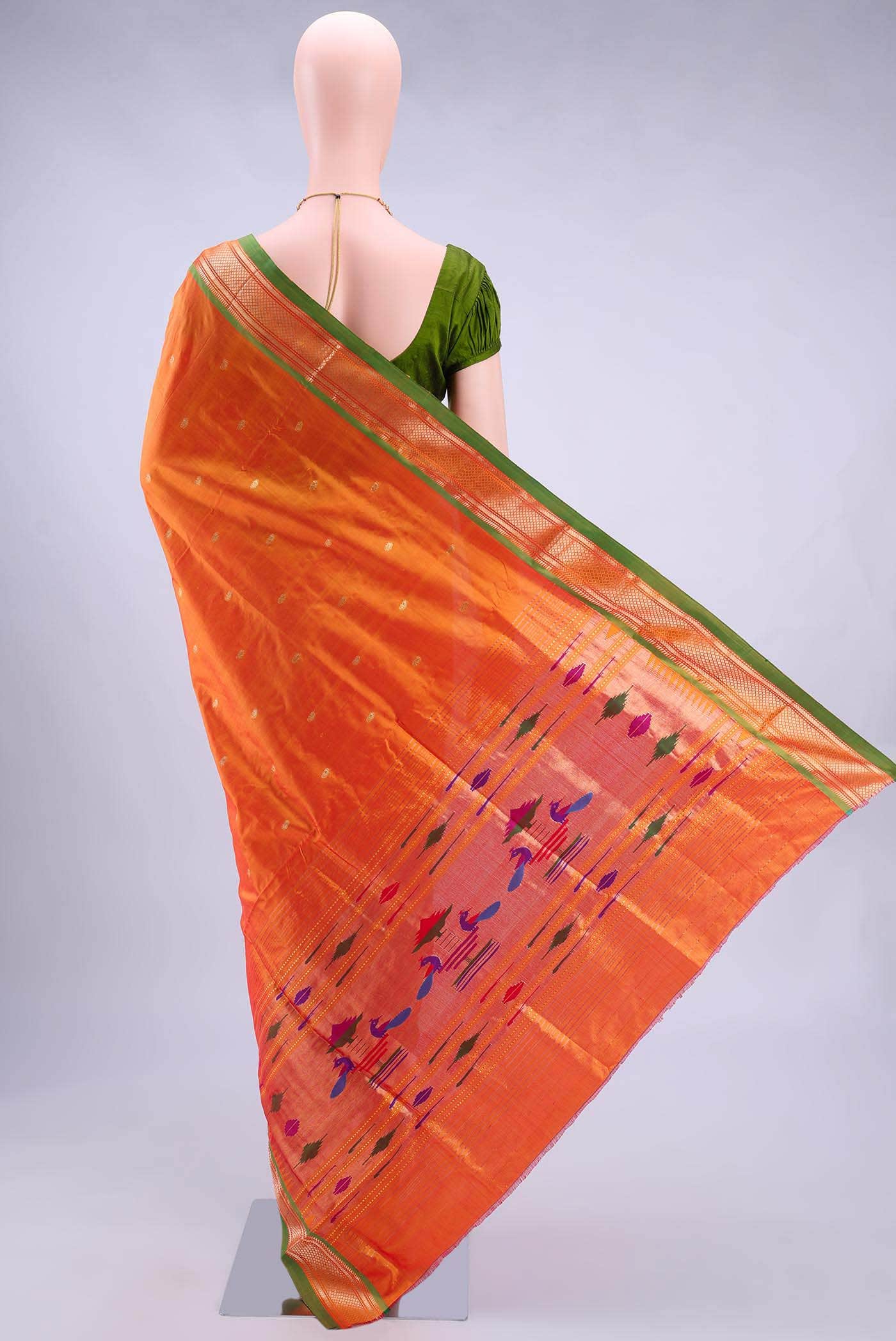 Brick Orange Paithani Silk Saree