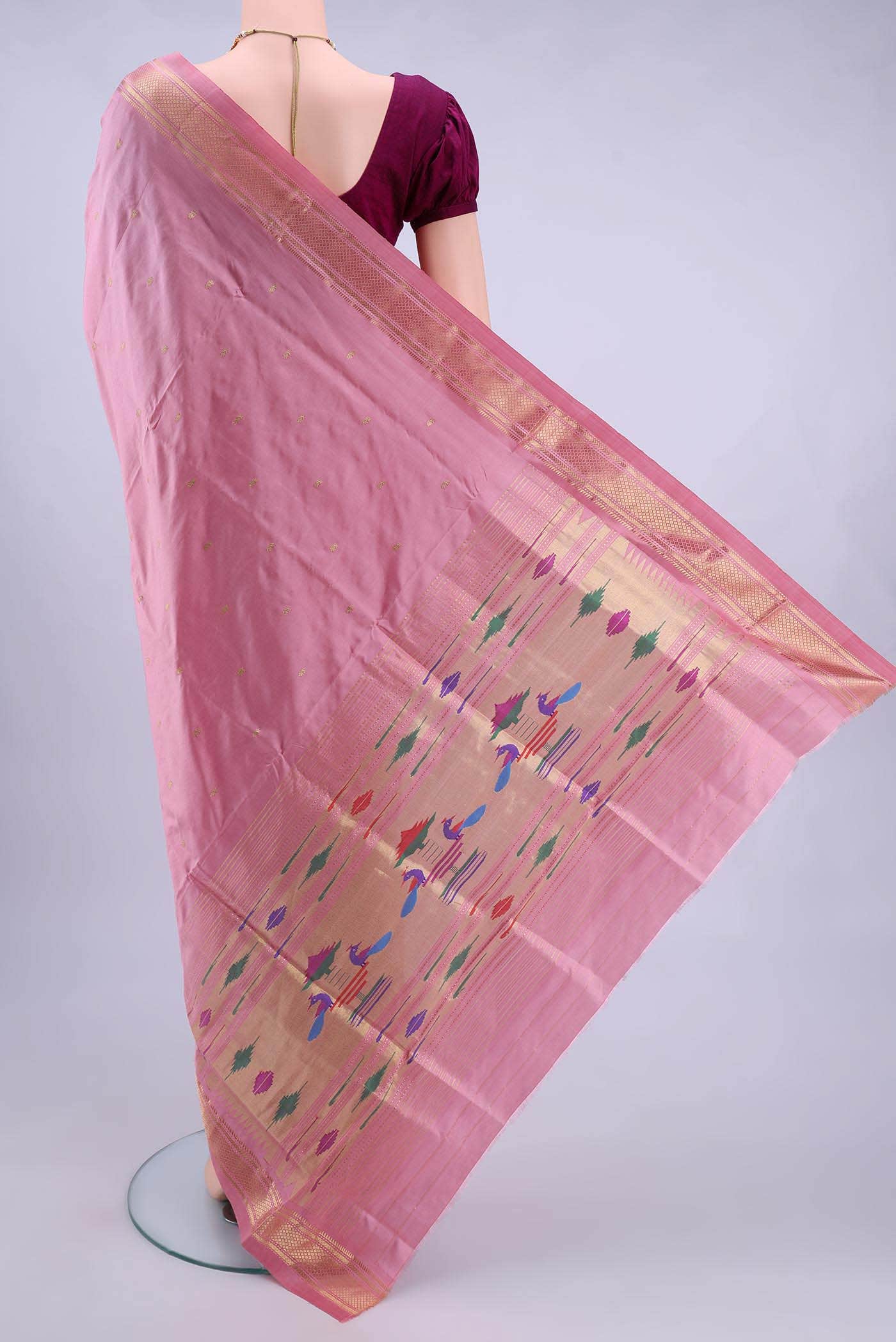 Rose Gold Paithani Silk Saree