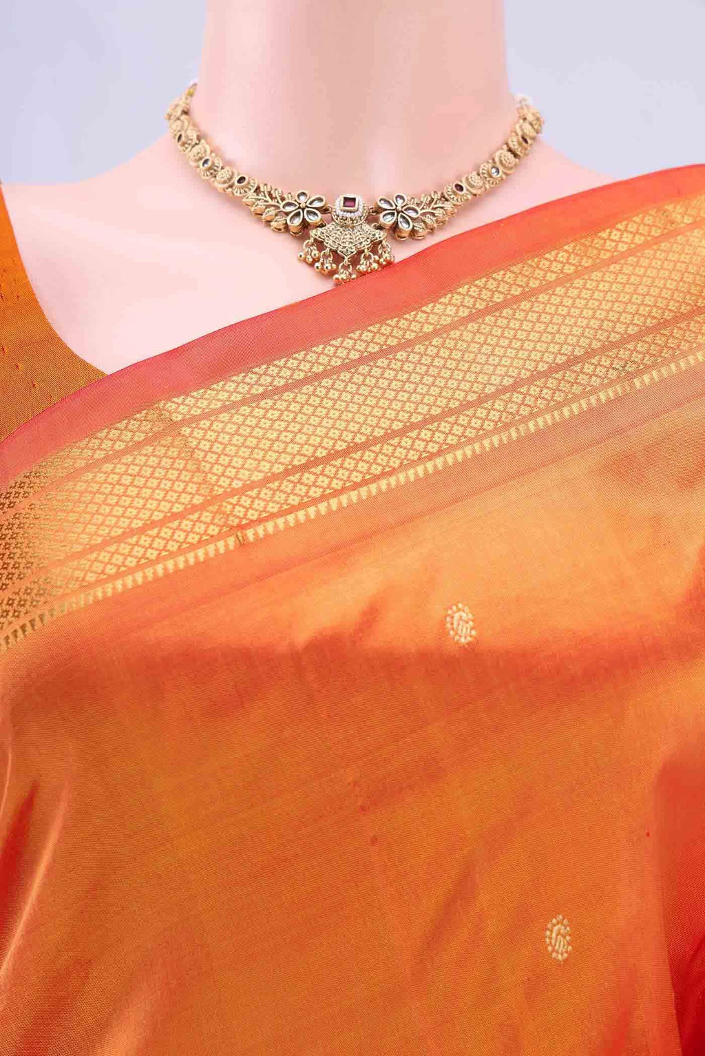 Brick Orange Paithani Silk Saree