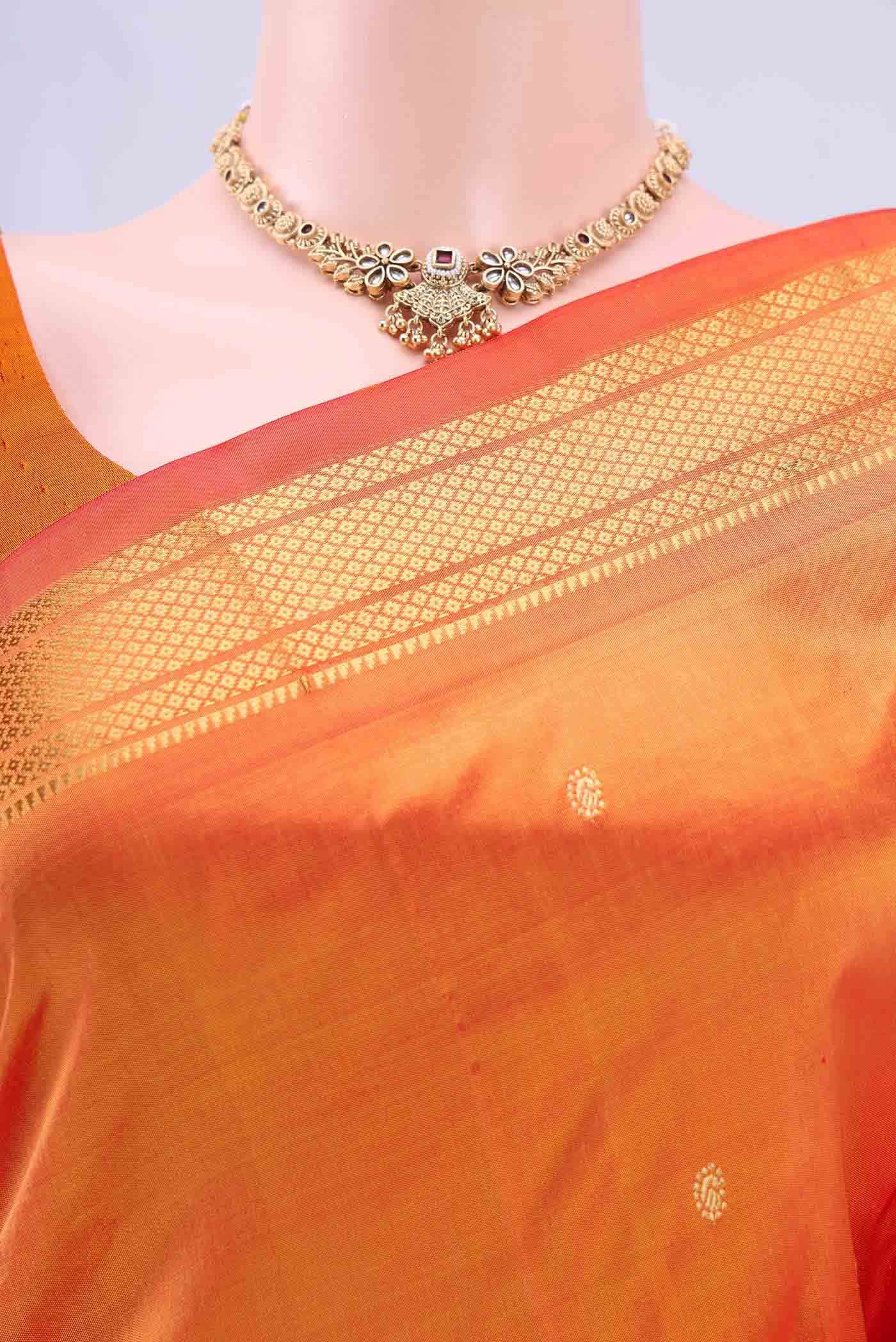 Brick Orange Paithani Silk Saree