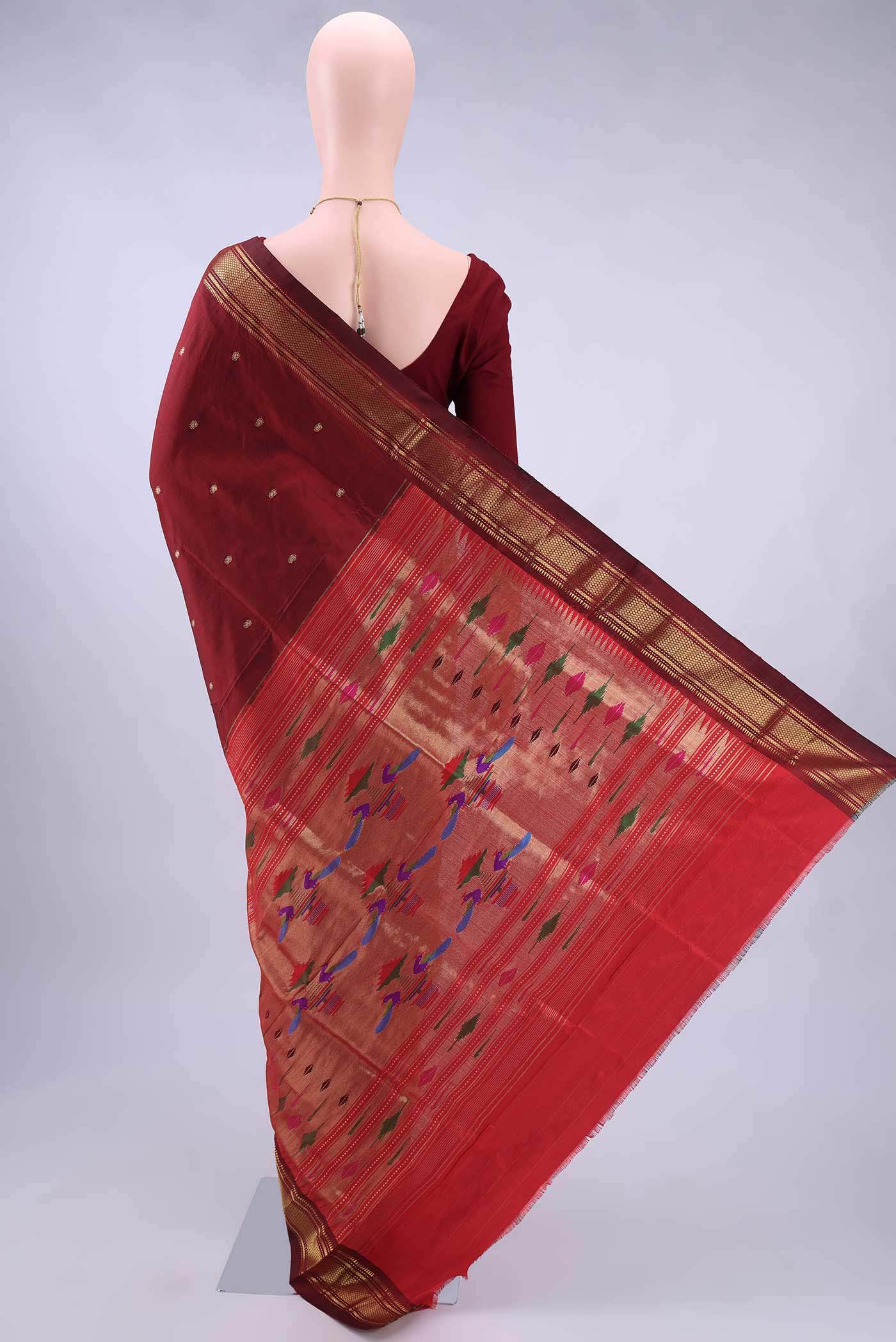 Maroon Paithani Silk Saree