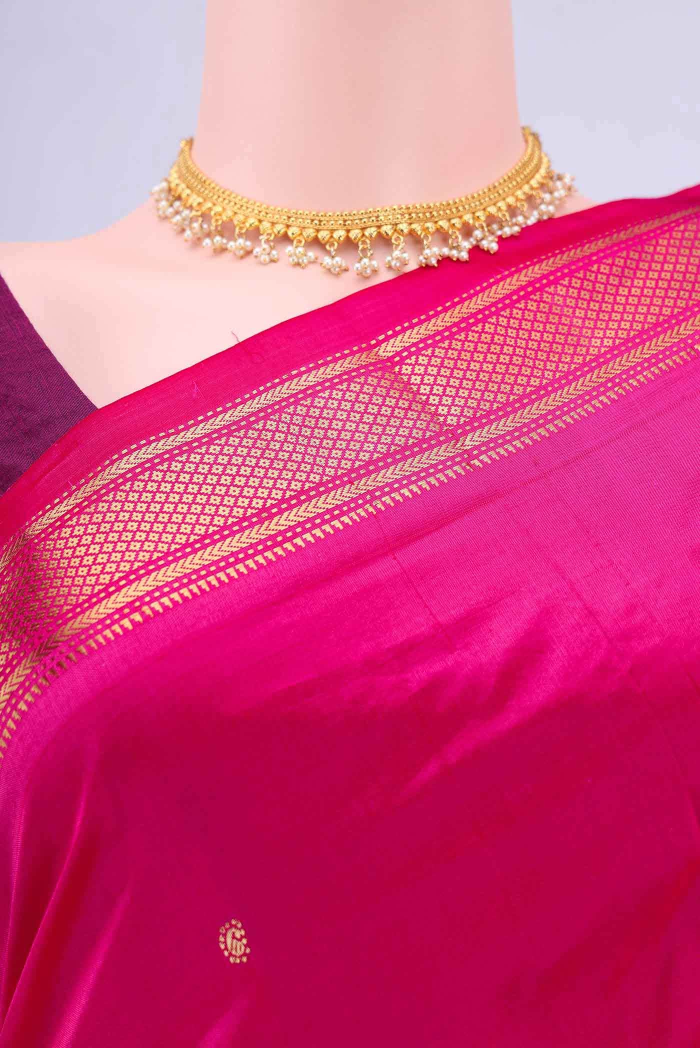 Rani Pink Paithani Silk Saree