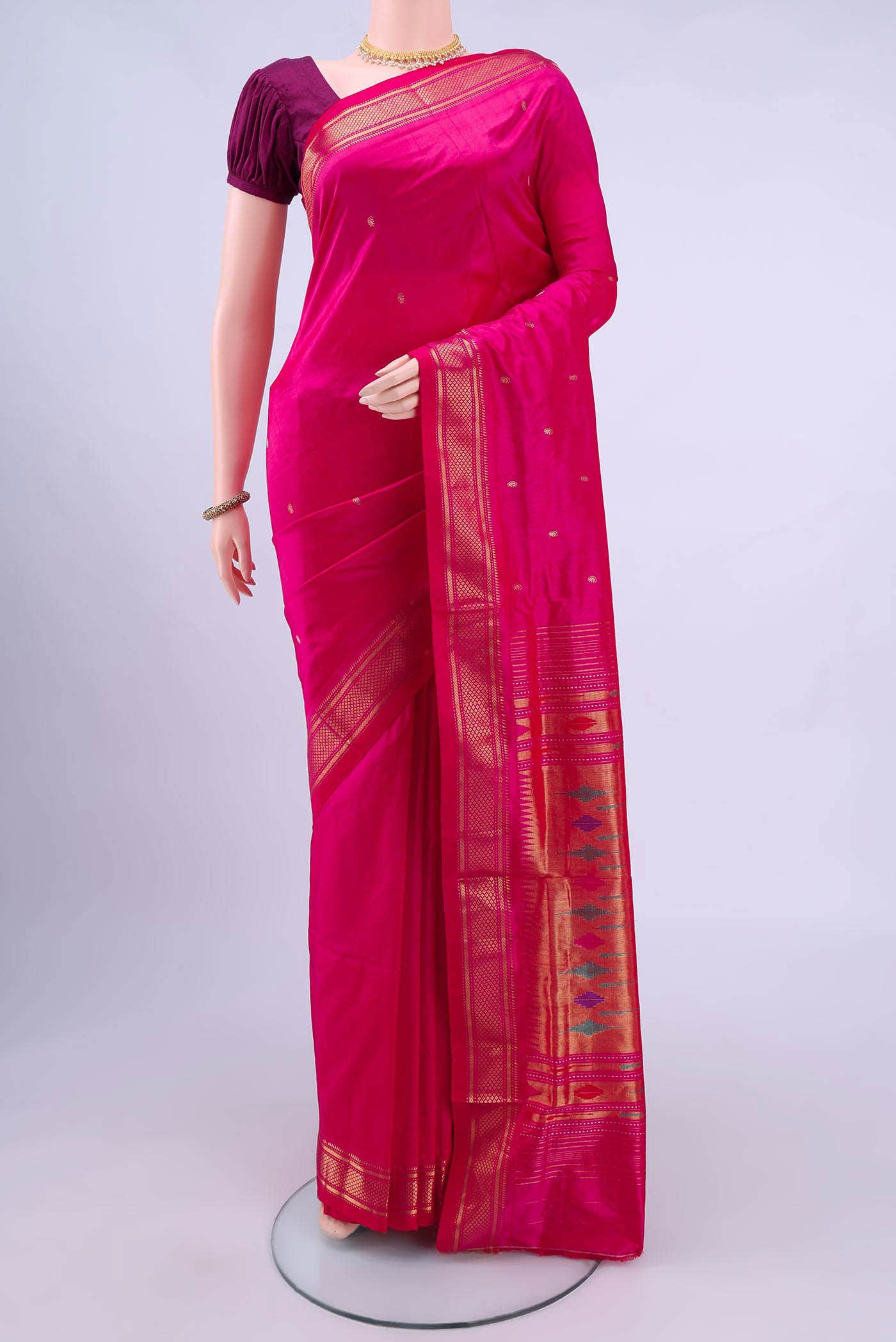 Rani Pink Paithani Silk Saree