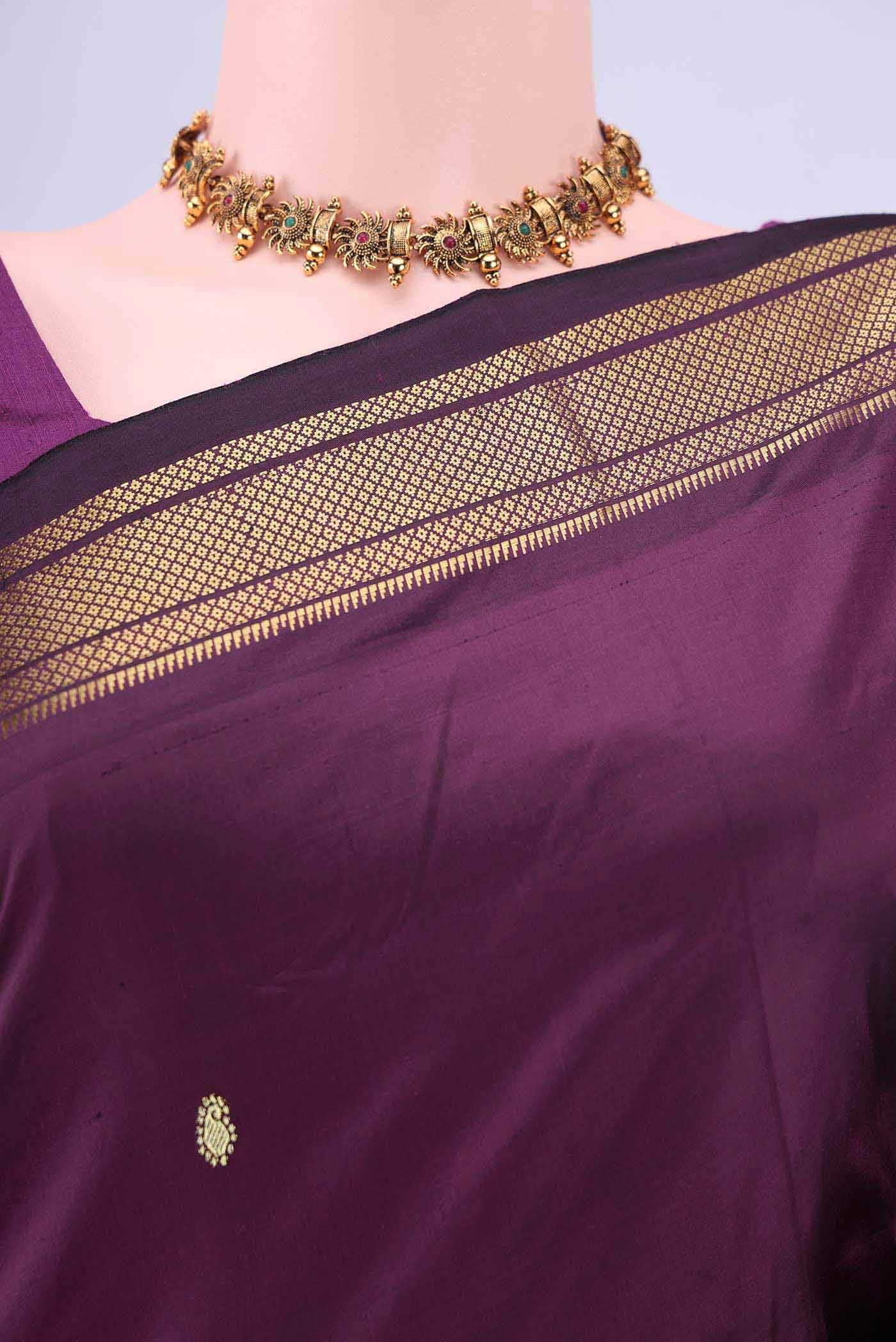 Burgundy Paithani Silk Saree
