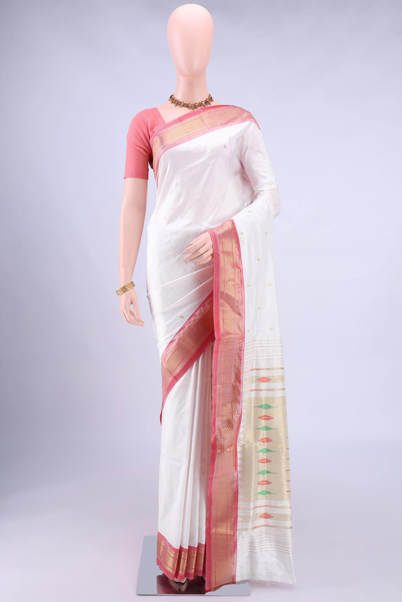 White Paithani Silk Saree