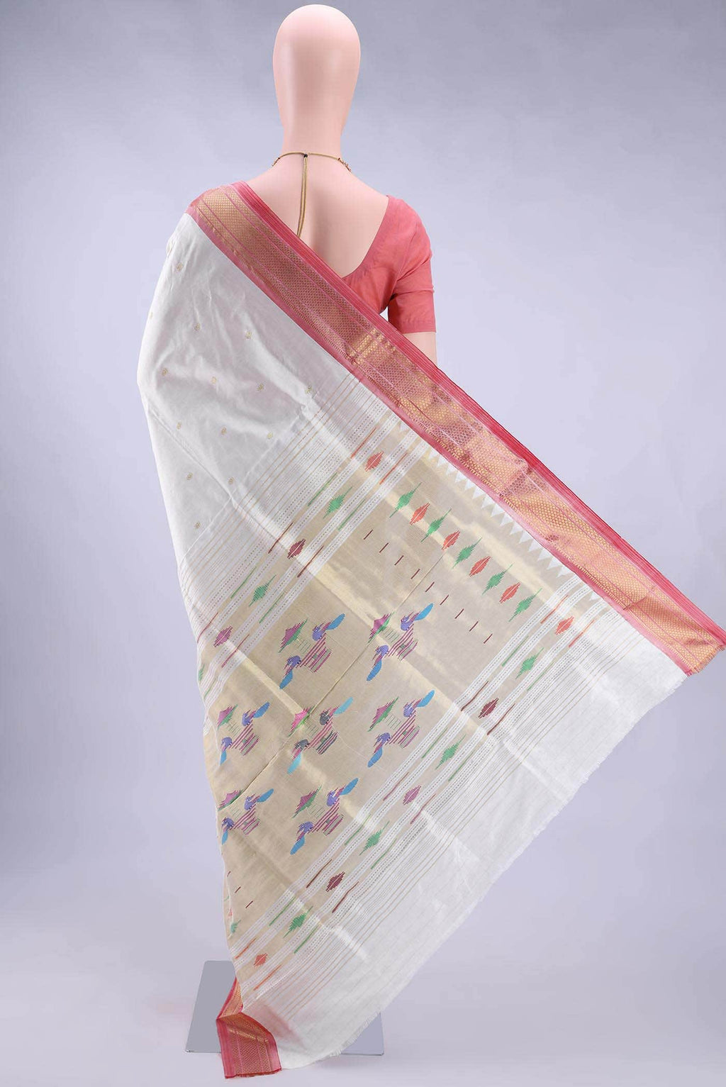 White Paithani Silk Saree