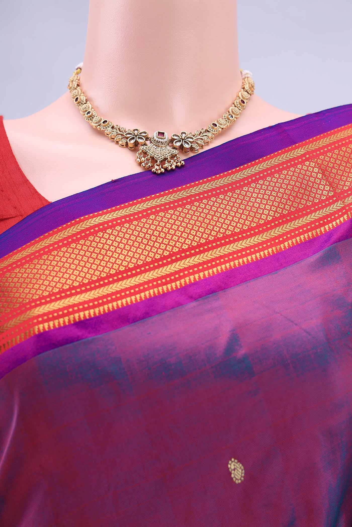 Maroon Dual Tone Paithani Silk Saree