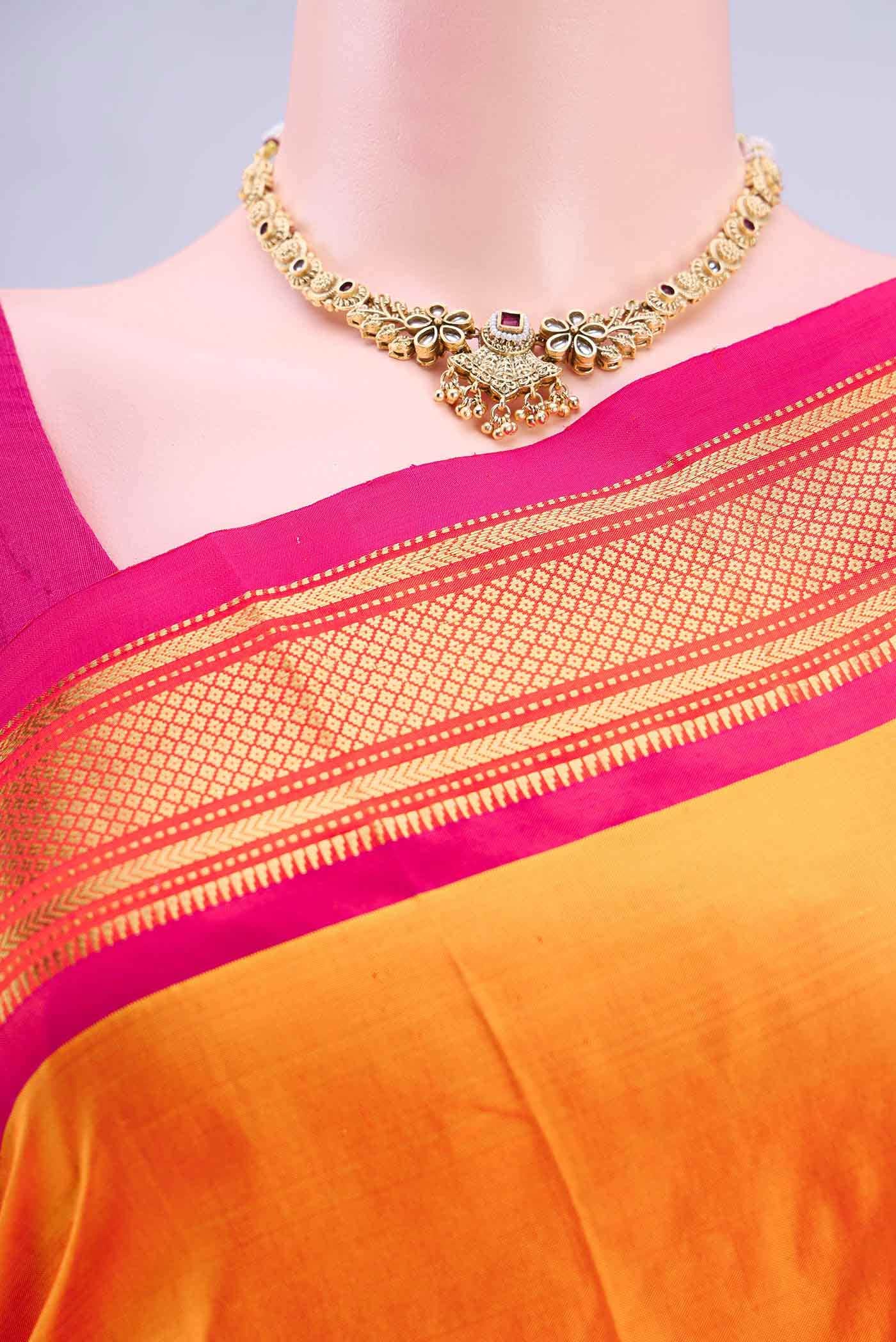 Brick Orange Paithani Silk Saree
