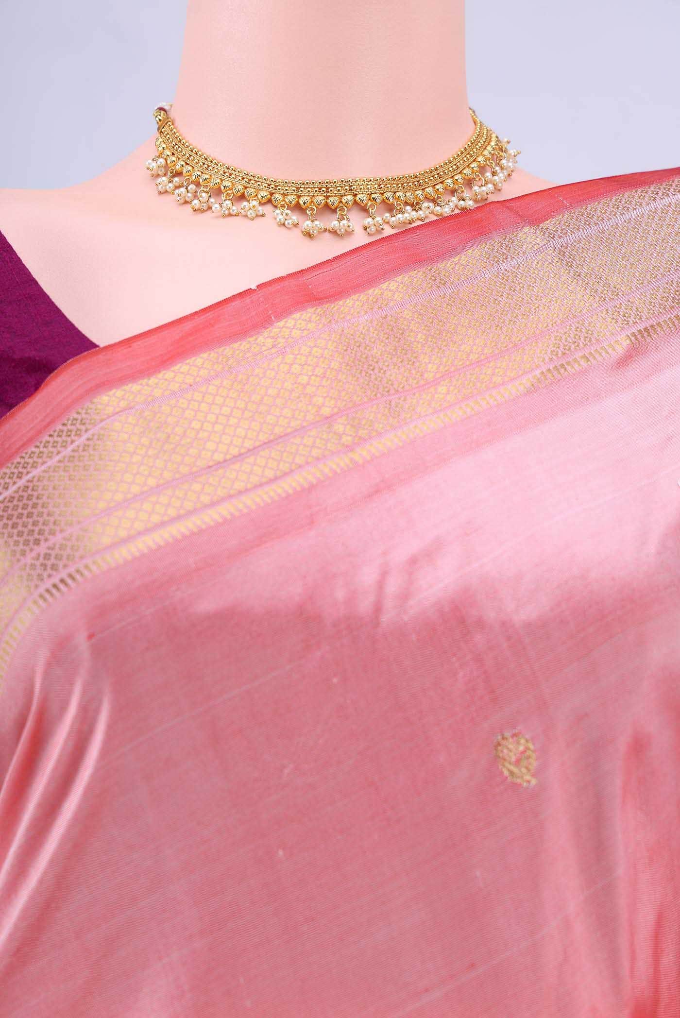 Golden Peach Paithani Silk Saree