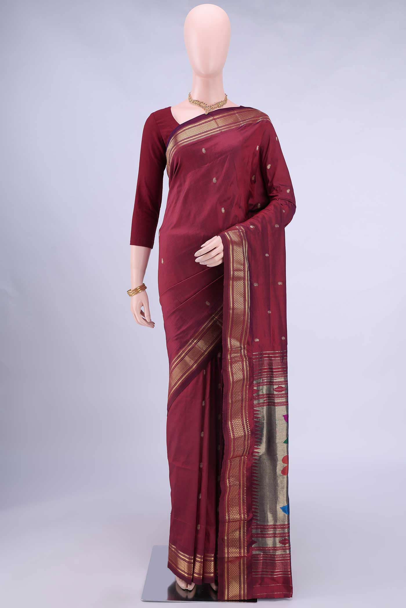 Maroon Paithani Silk Saree