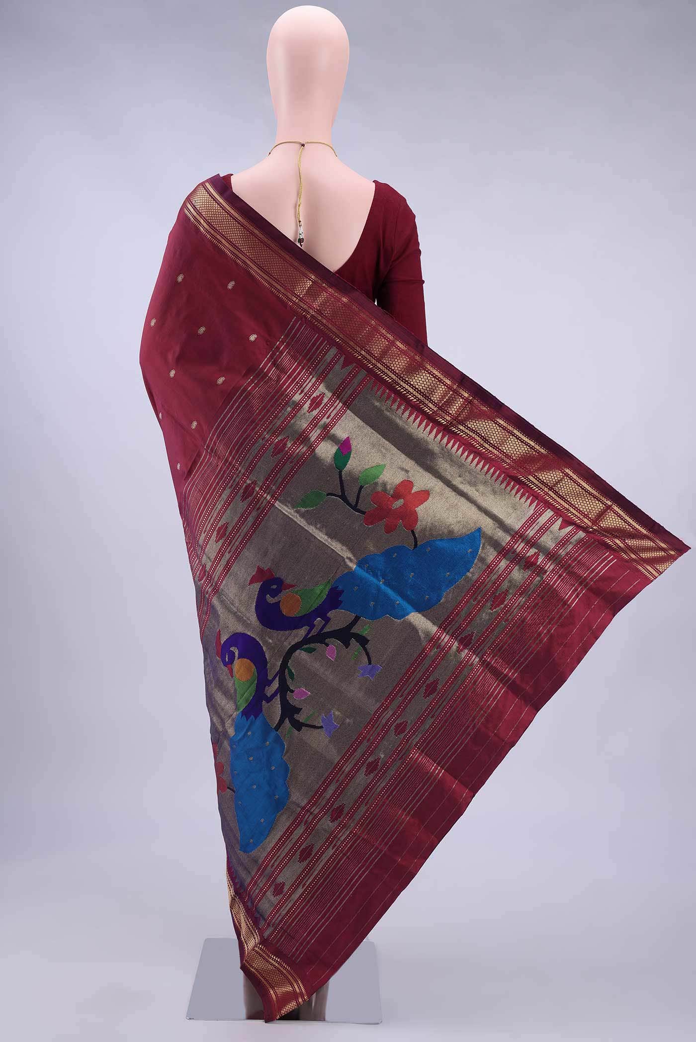 Maroon Paithani Silk Saree