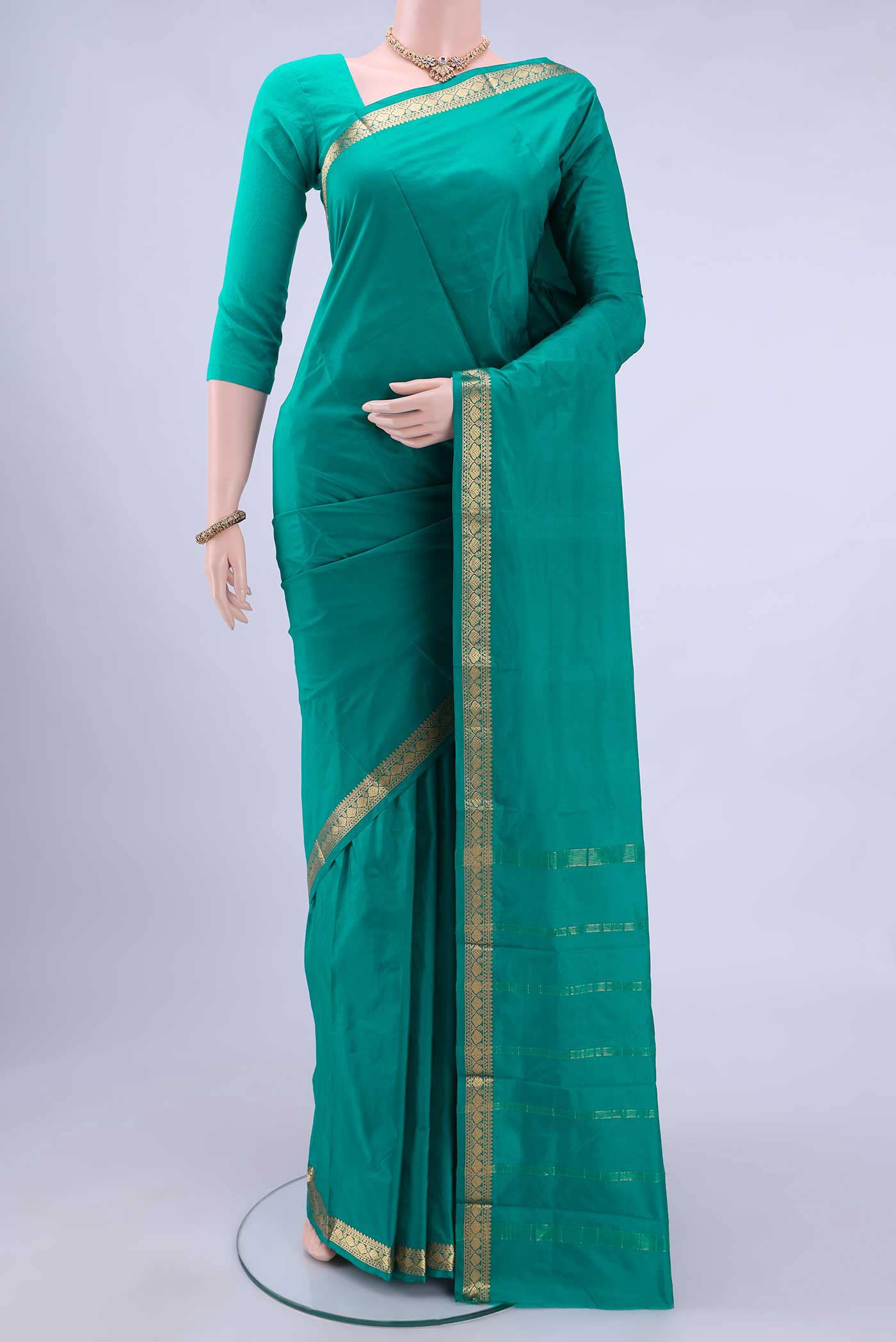 Sea Green Blended Bangalore Silk Saree