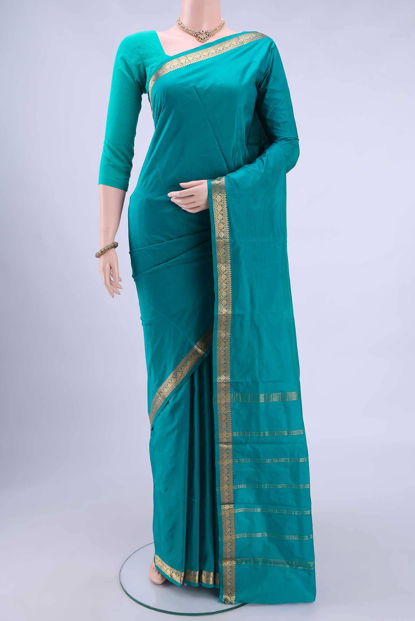 Blue Blended Bangalore Silk Saree