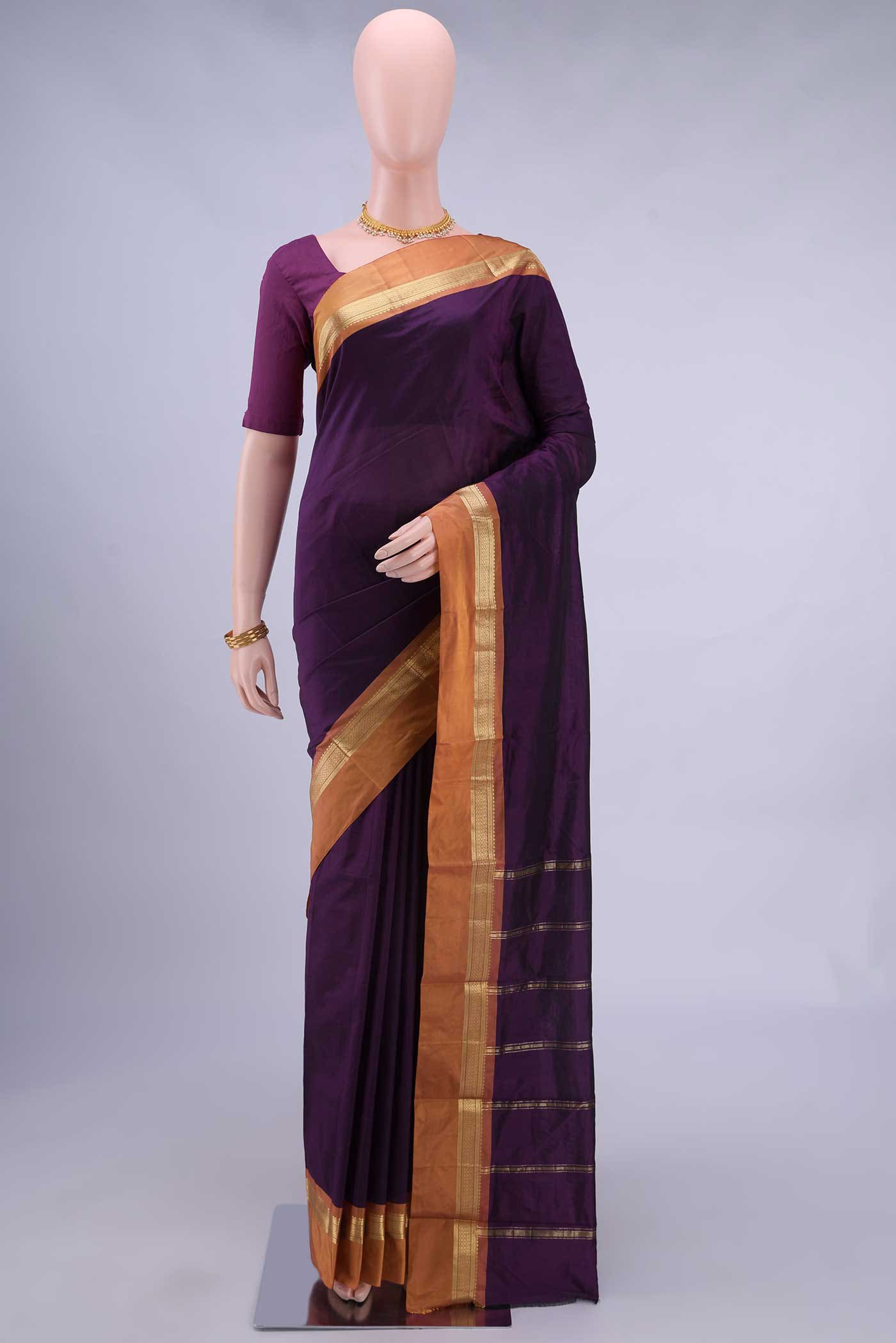 Burgundy Blended Bangalore Silk Saree