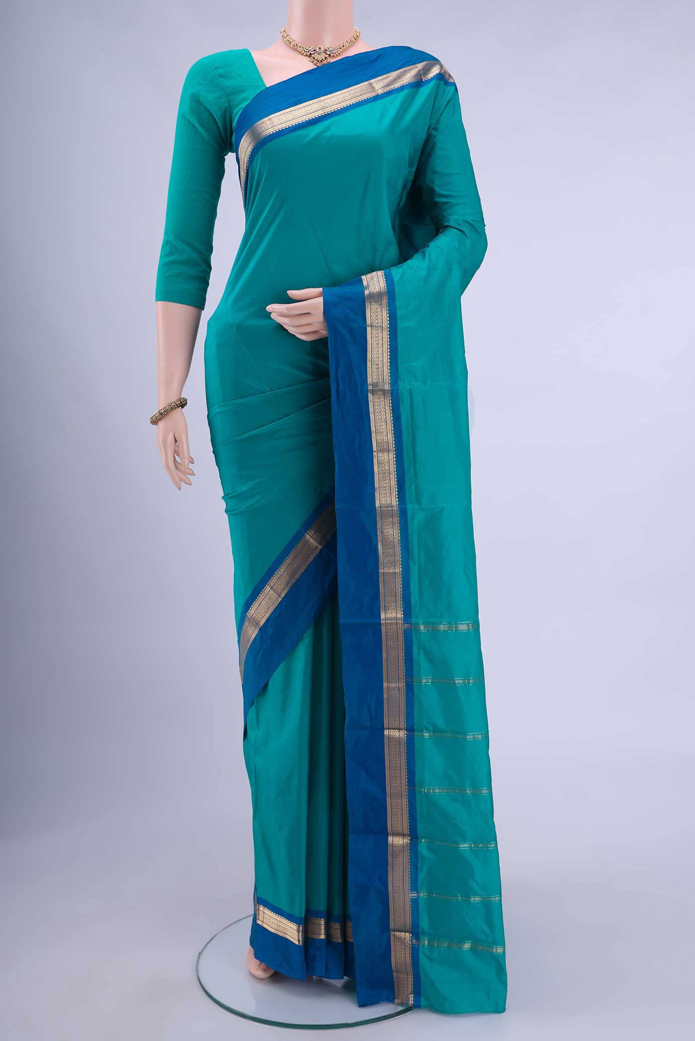Blue Blended Bangalore Silk Saree