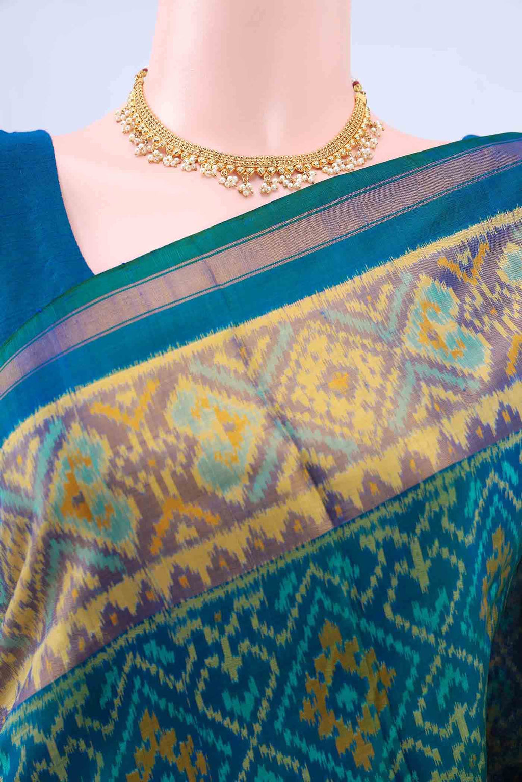 Peacock Blue Rajkot Patola Silk Saree