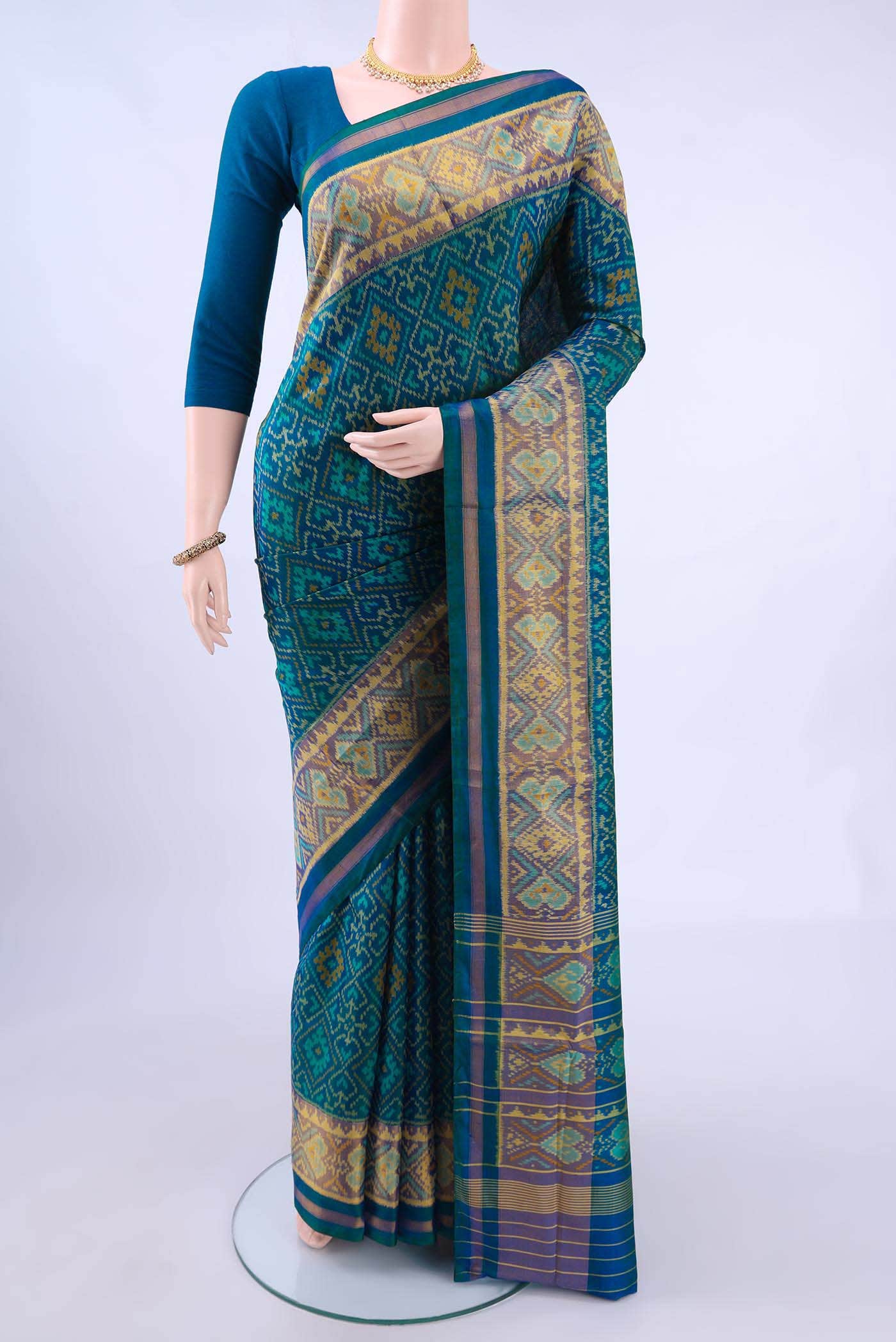 Peacock Blue Rajkot Patola Silk Saree