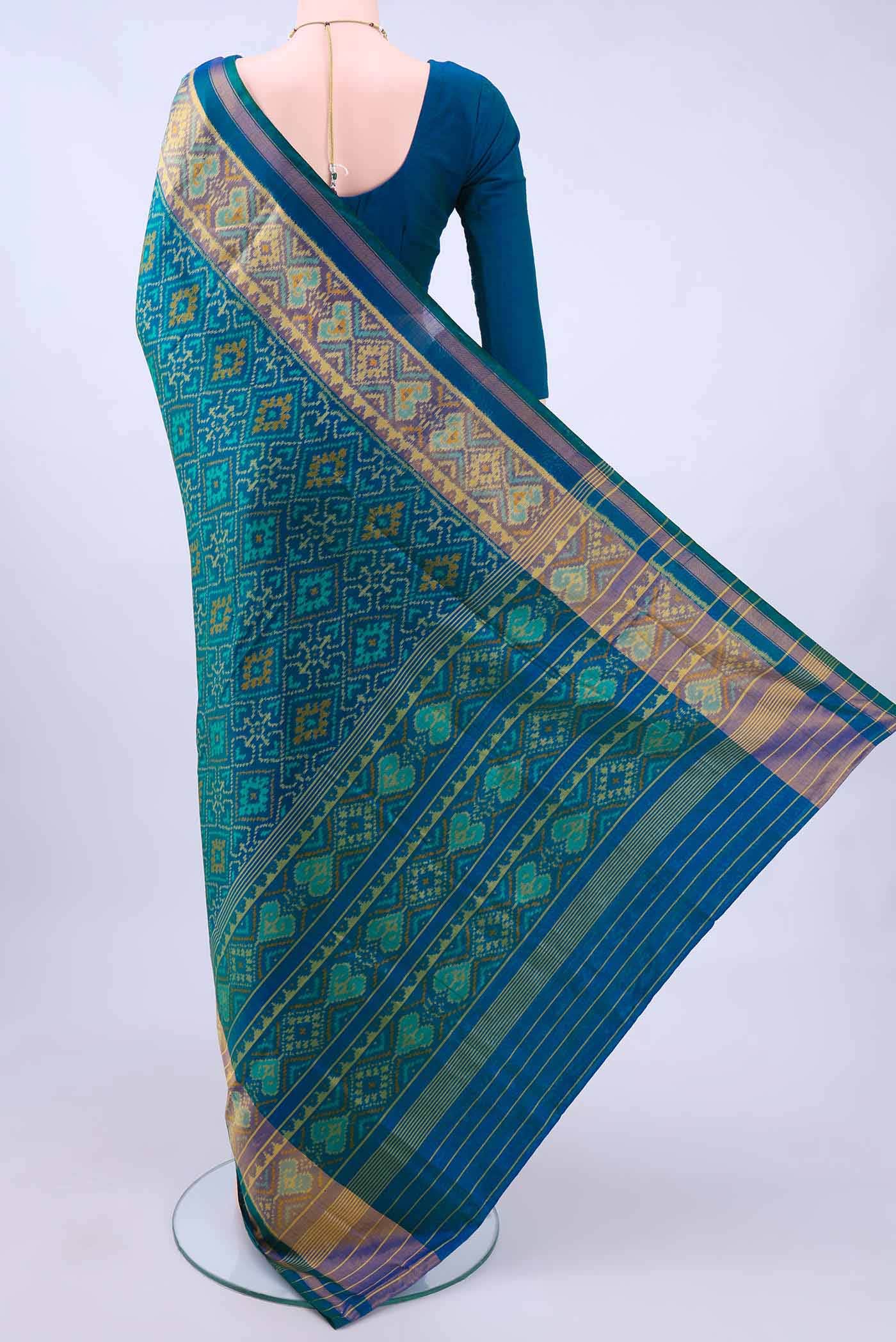 Peacock Blue Rajkot Patola Silk Saree