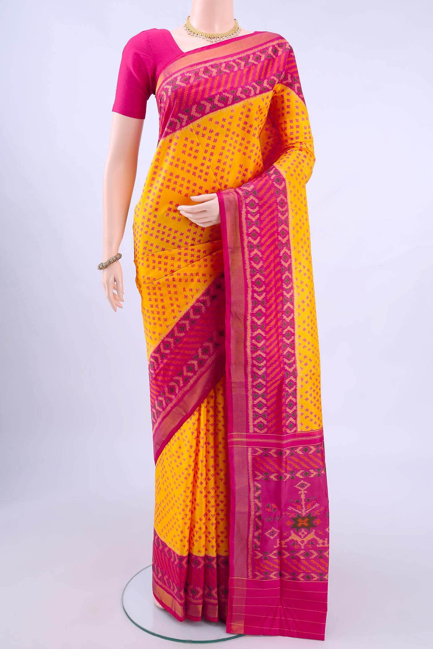 Lemon Yellow Rajkot Patola Silk Saree