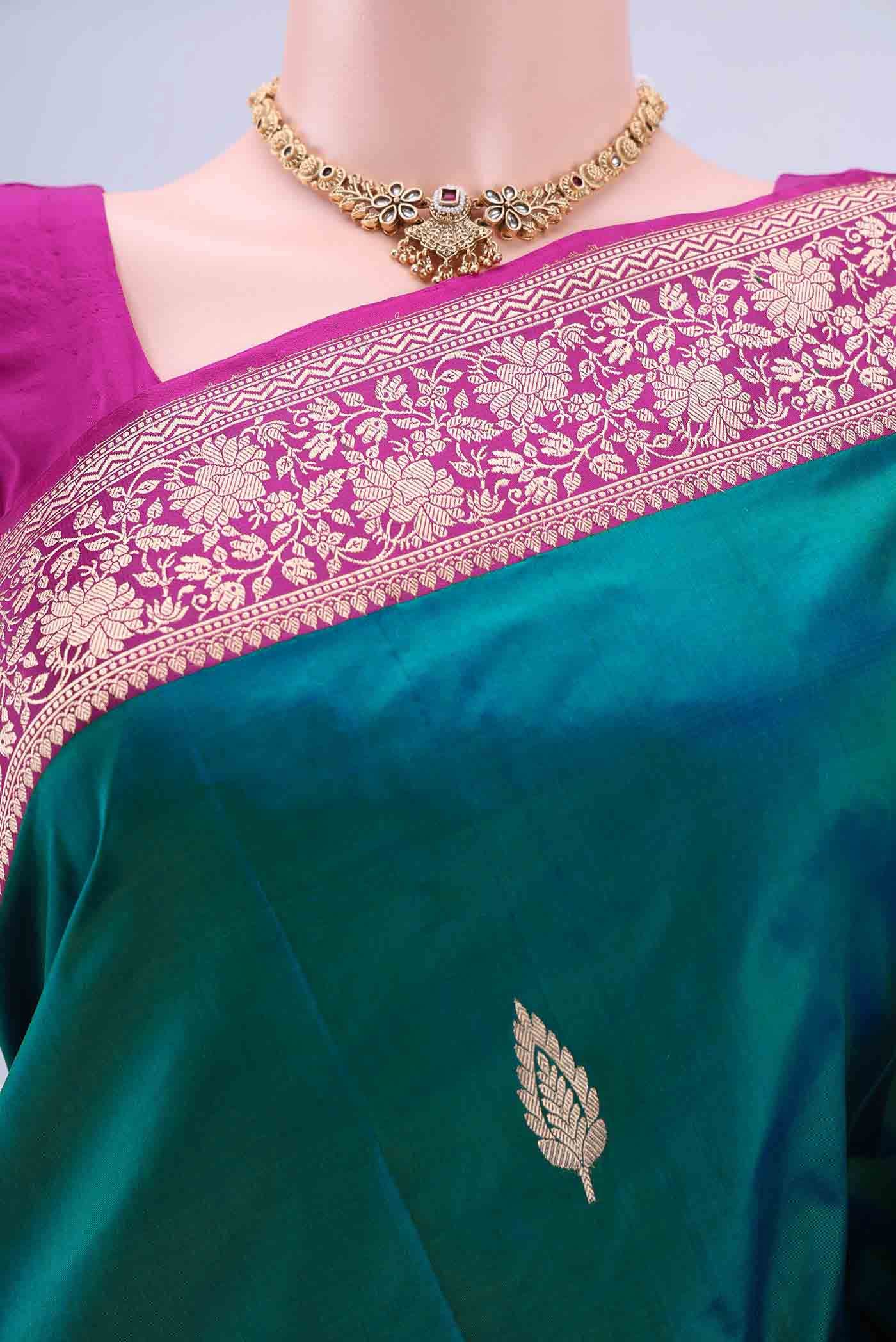 Peacock Blue Banarasi Katan Silk Saree