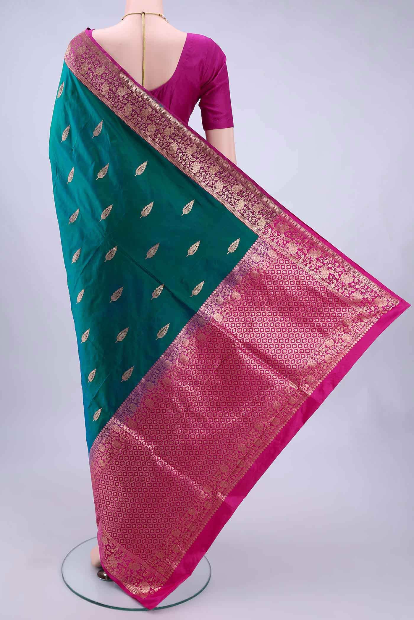 Peacock Blue Banarasi Katan Silk Saree