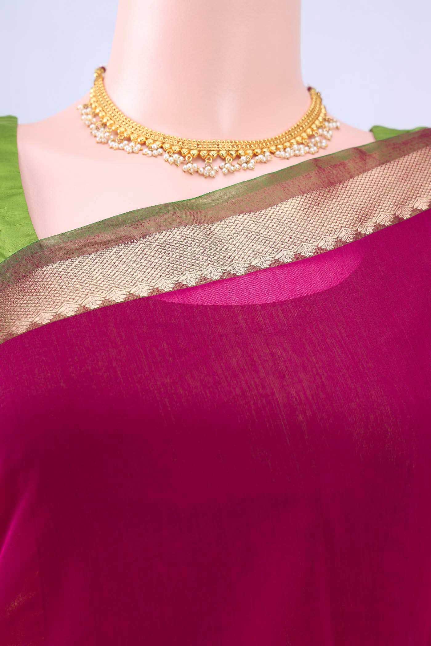 Rani Pink Kora Cotton Saree