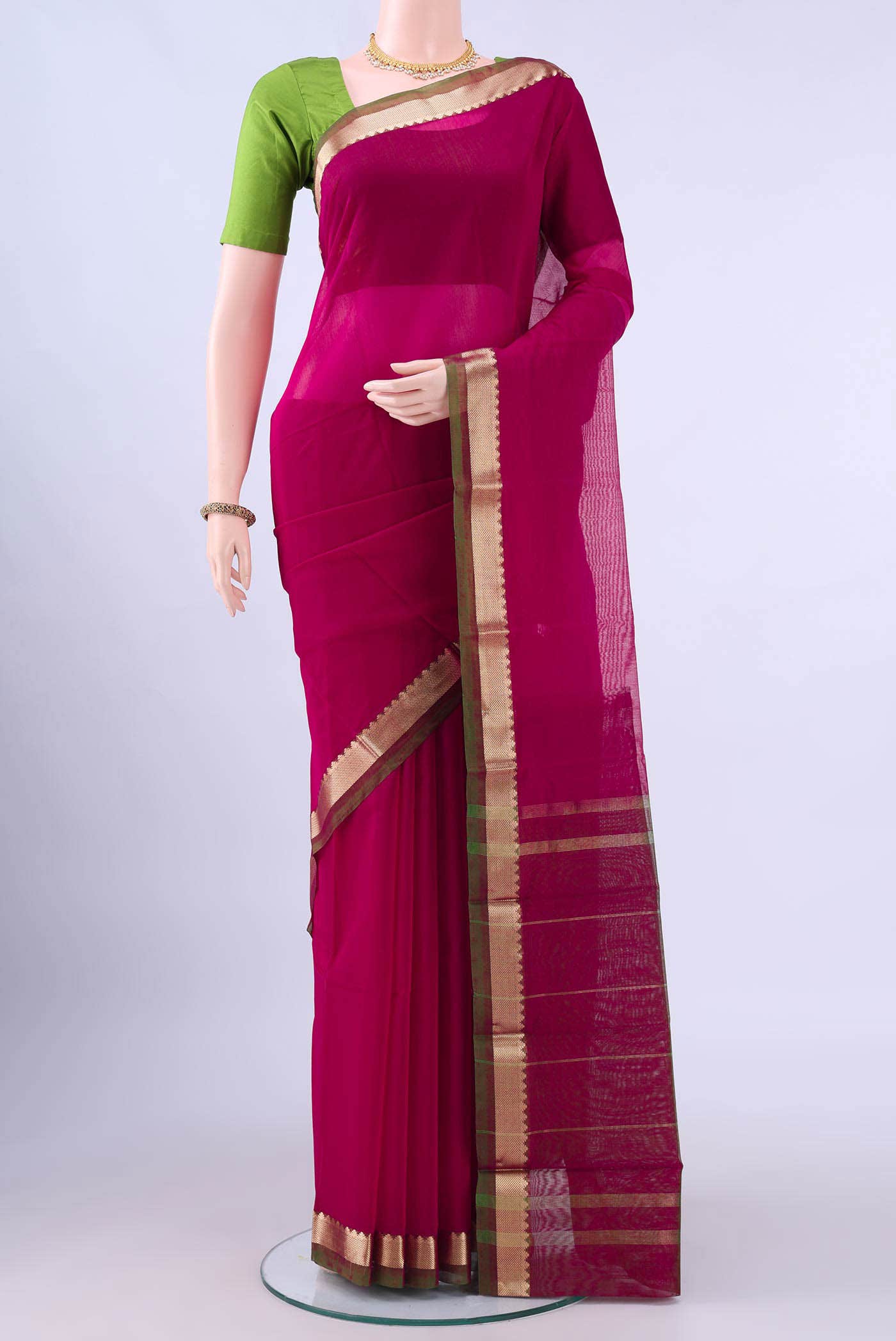 Rani Pink Kora Cotton Saree